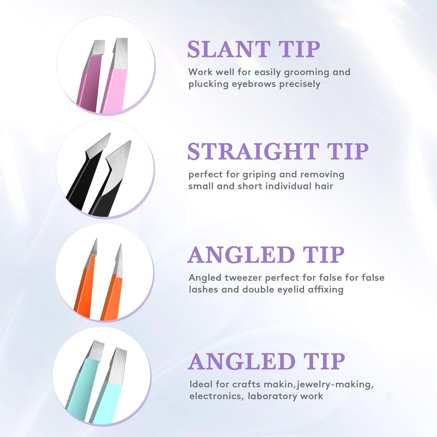 Set de Pinzas para Vello Facial Bedace - 4 Piezas Multicolor