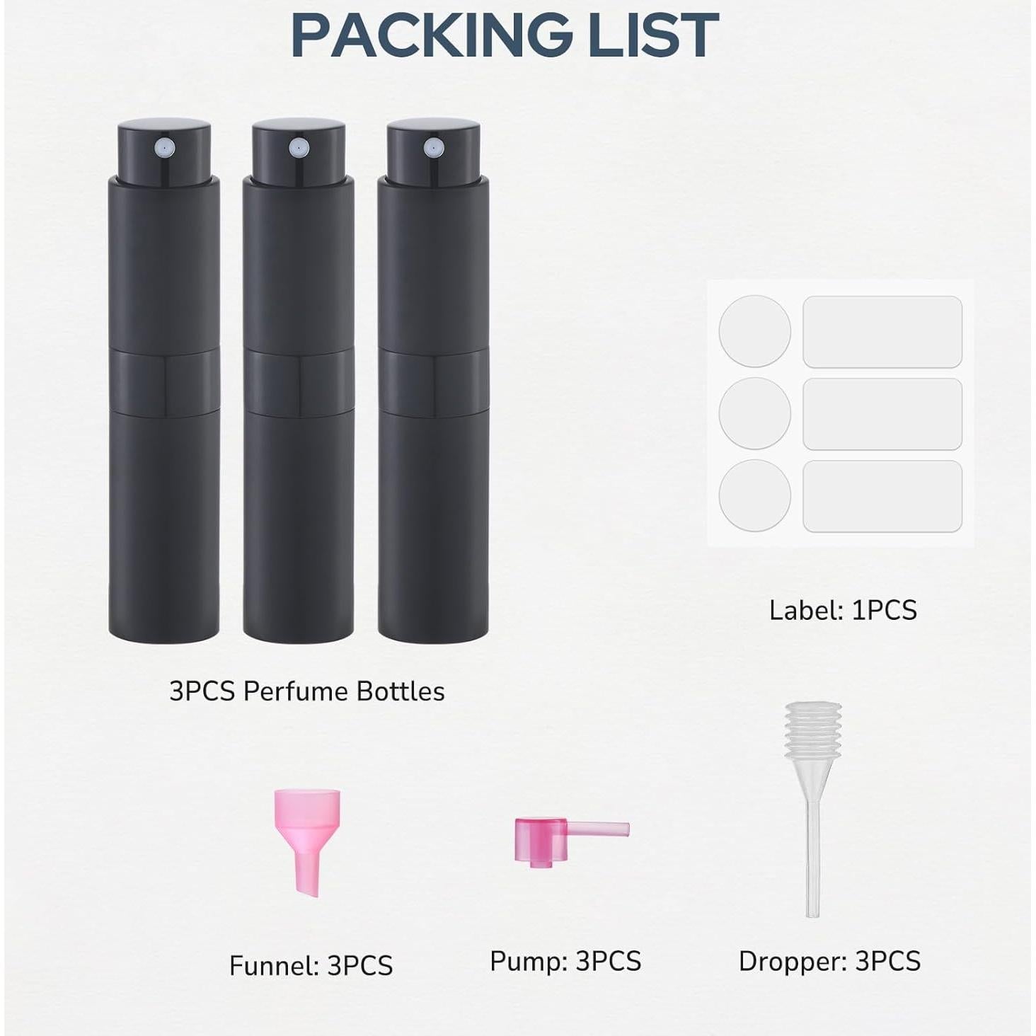 Botella Atomizadora Rellenable Fusupak 8ml Negra Portátil