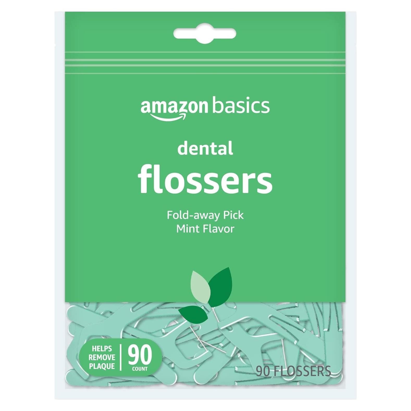 Hilo Dental de Menta Amazon Basics - 90 Unidades, Pua Plegable