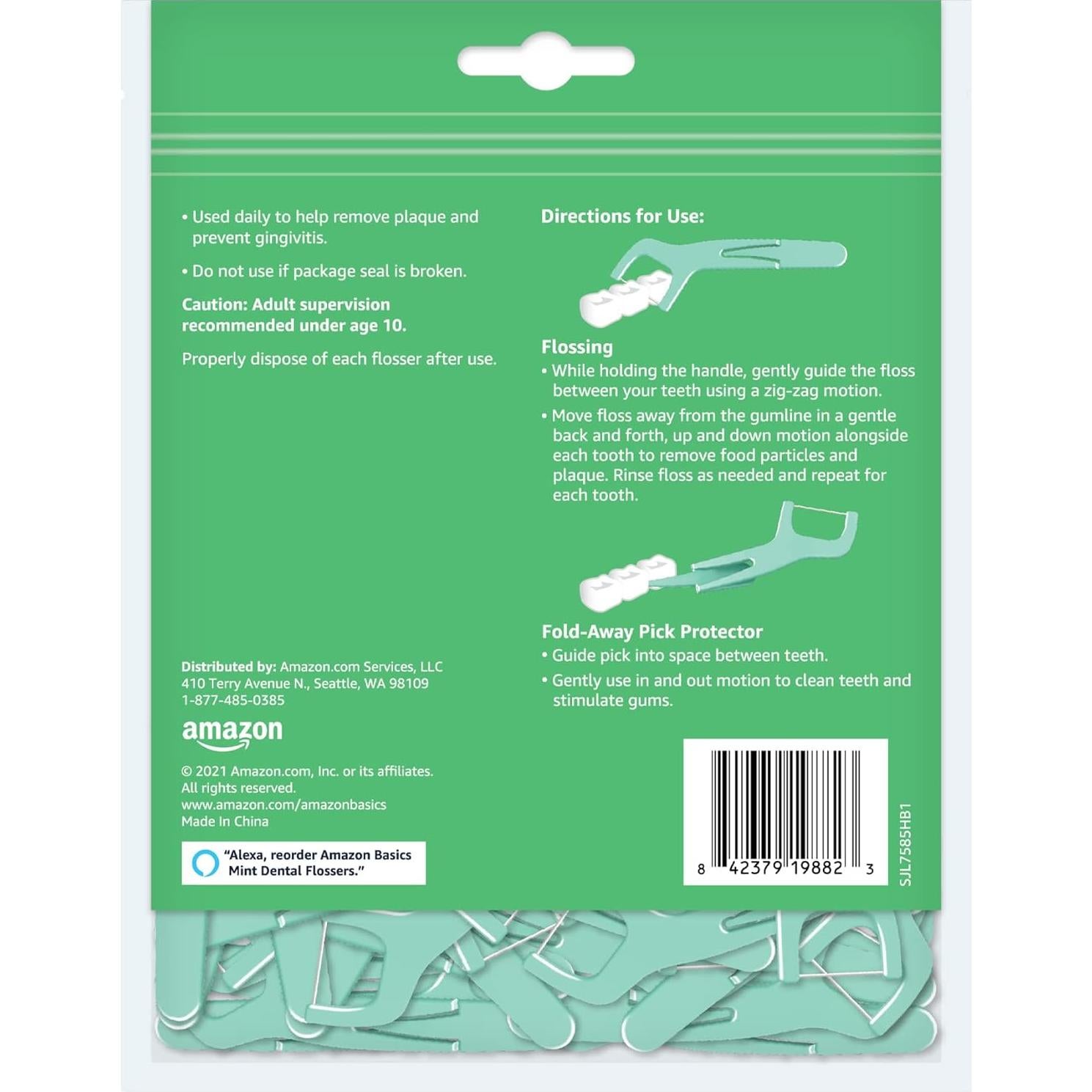 Hilo Dental de Menta Amazon Basics - 90 Unidades, Pua Plegable