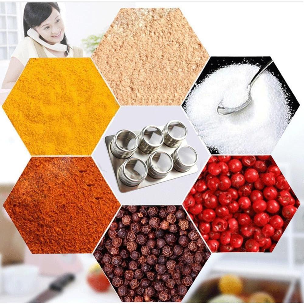 Set de 4 Latas Magnéticas para Especias XZJMY con Placa de Pared