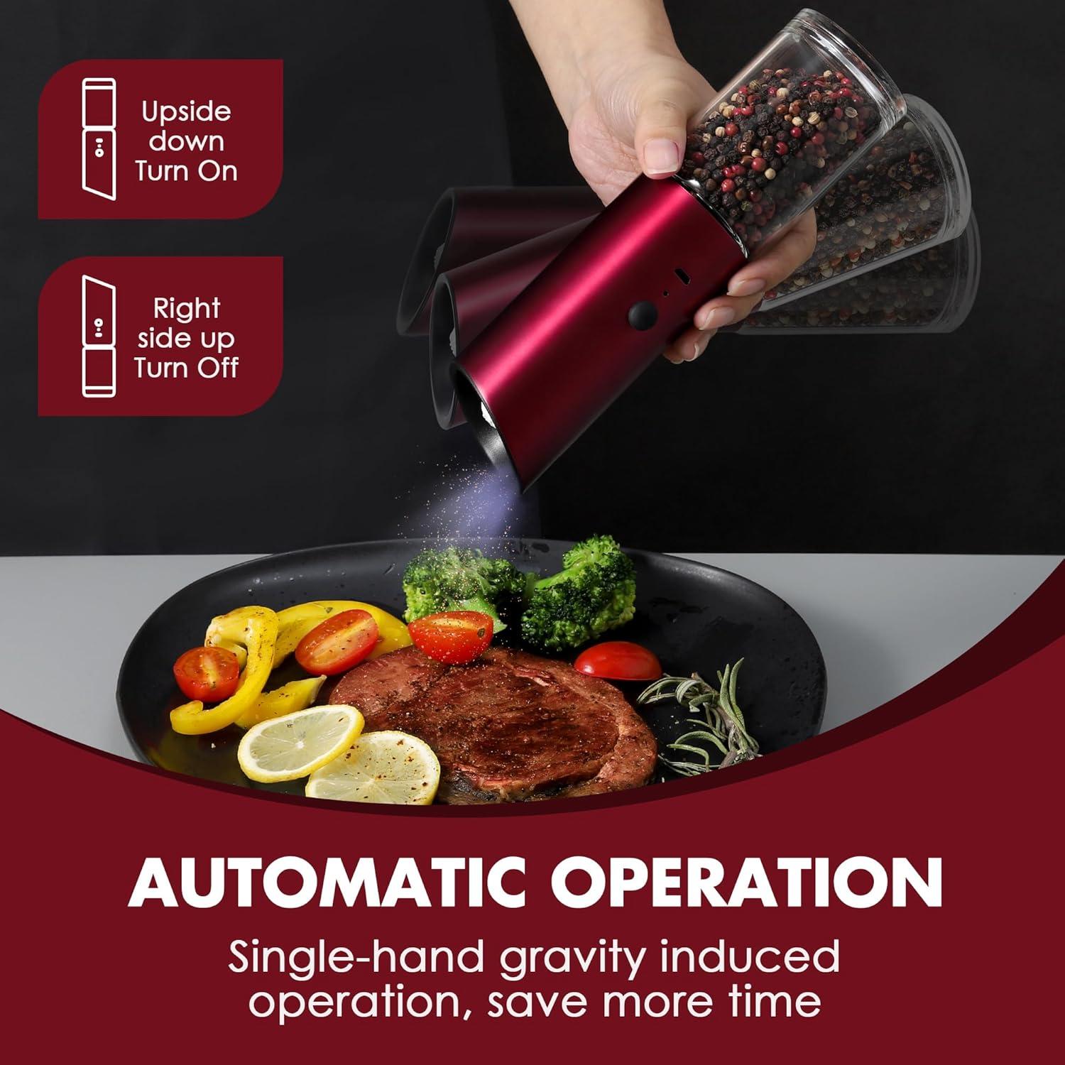 Molinillos Eléctricos de Sal y Pimienta Vzaahu Gravity - Rojo