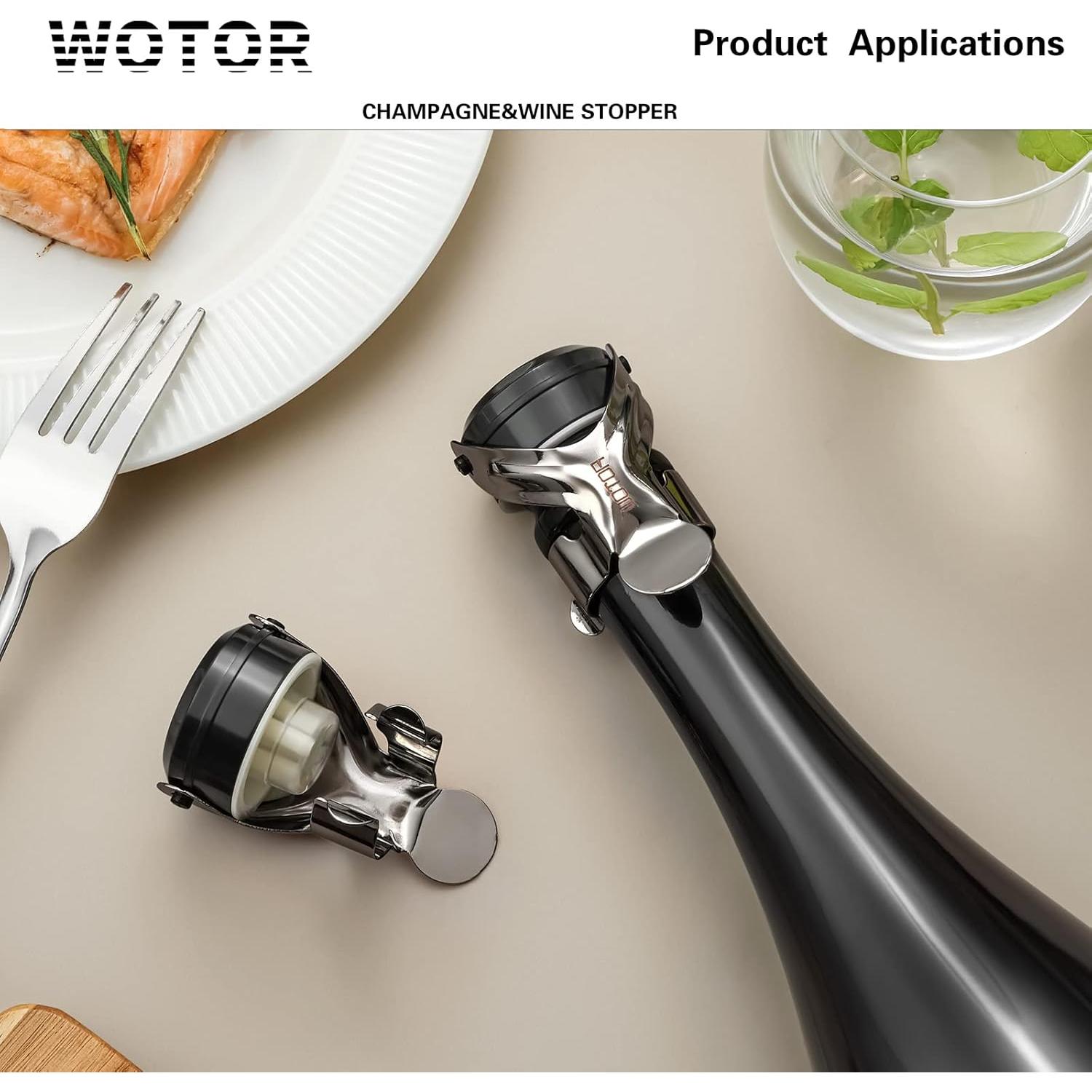 Tapones de Vino y Champagne WOTOR de Acero Inoxidable - 6 Piezas