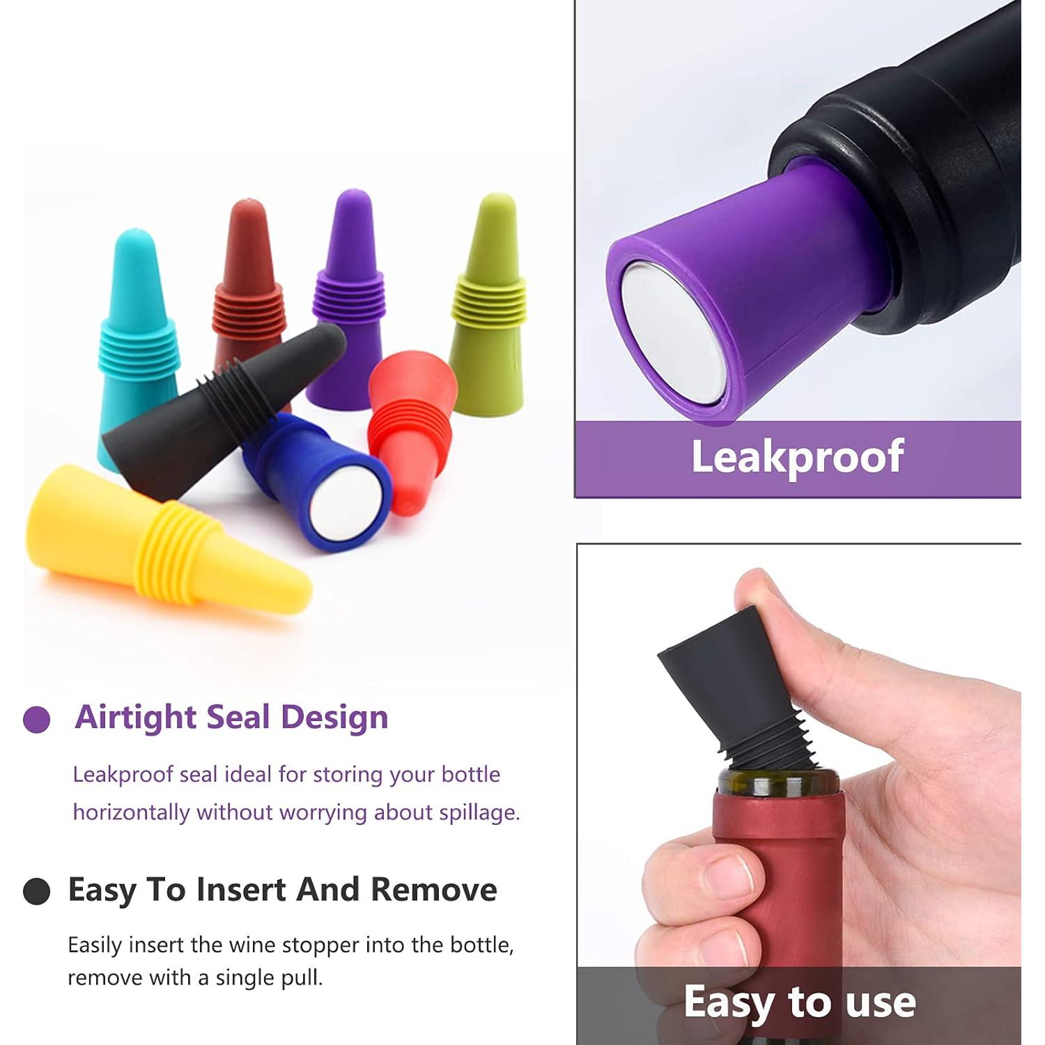 12 Tapones de Vino BOOMIBOO Silicona y Acero Inoxidable