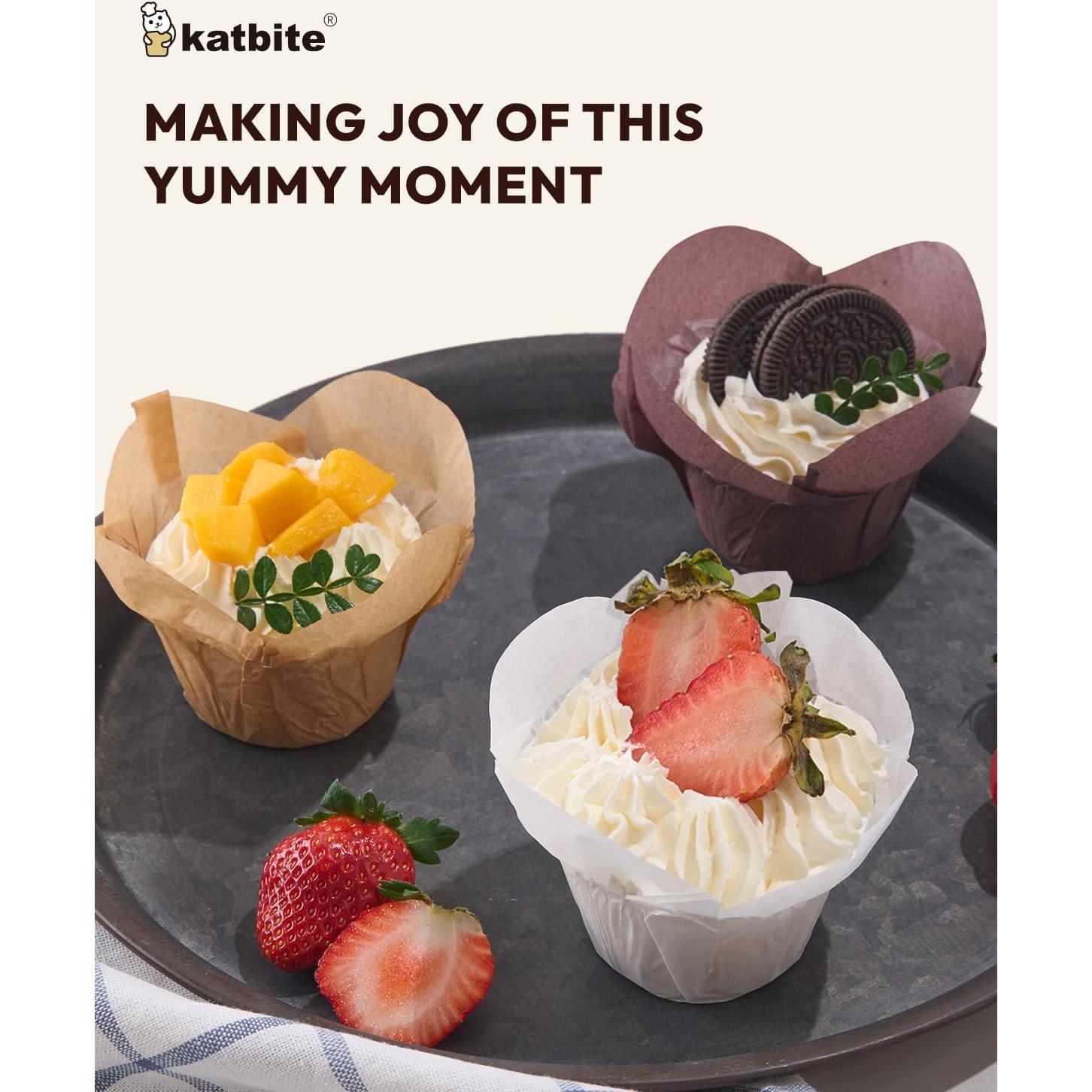 Forros para Cupcakes Tulipán de Loto Katbite 200pcs - Antiadherentes y Resistentes al Calor