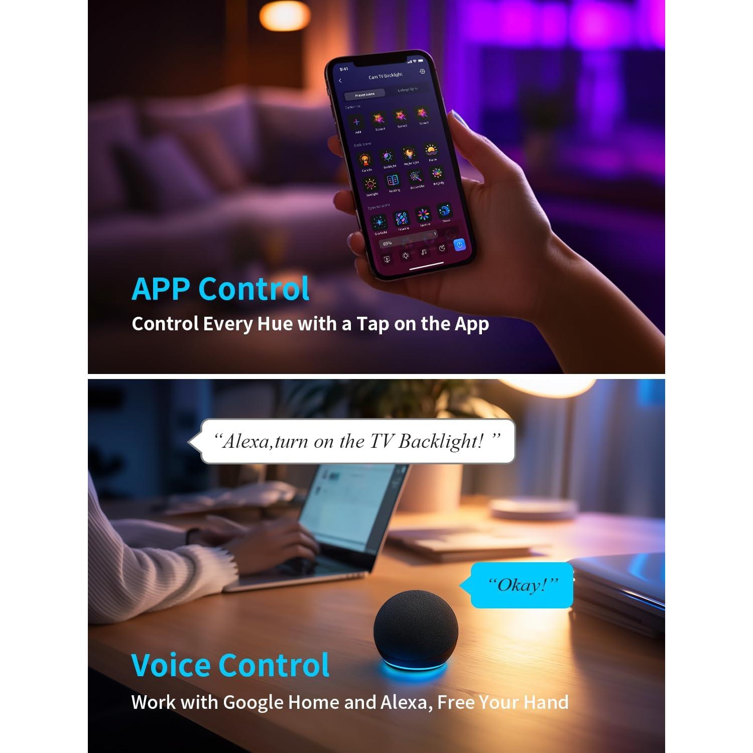 Retroiluminación LED Ailofy 2.4m para TV 40-50" con Cámara