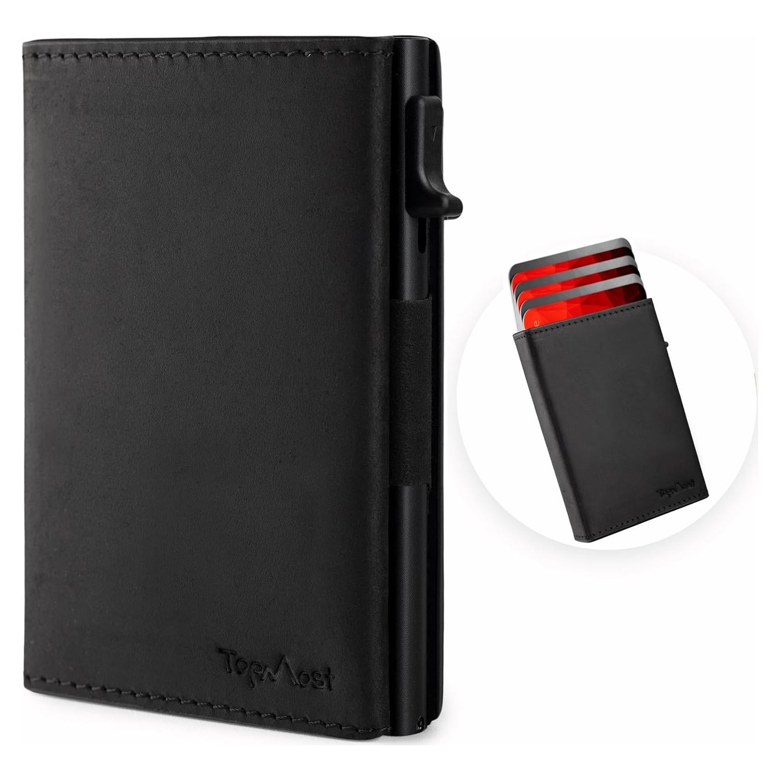 Billetera Pop Up de Cuero Genuino TopMost para Hombres RFID