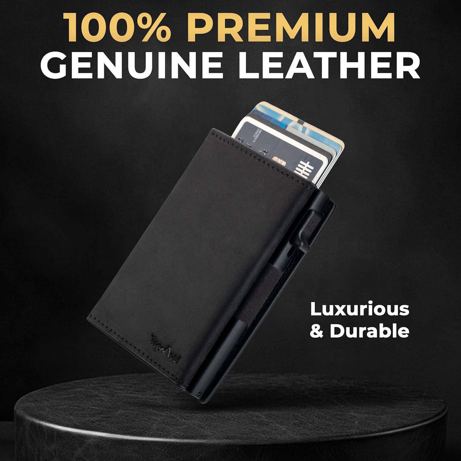 Billetera Pop Up de Cuero Genuino TopMost para Hombres RFID