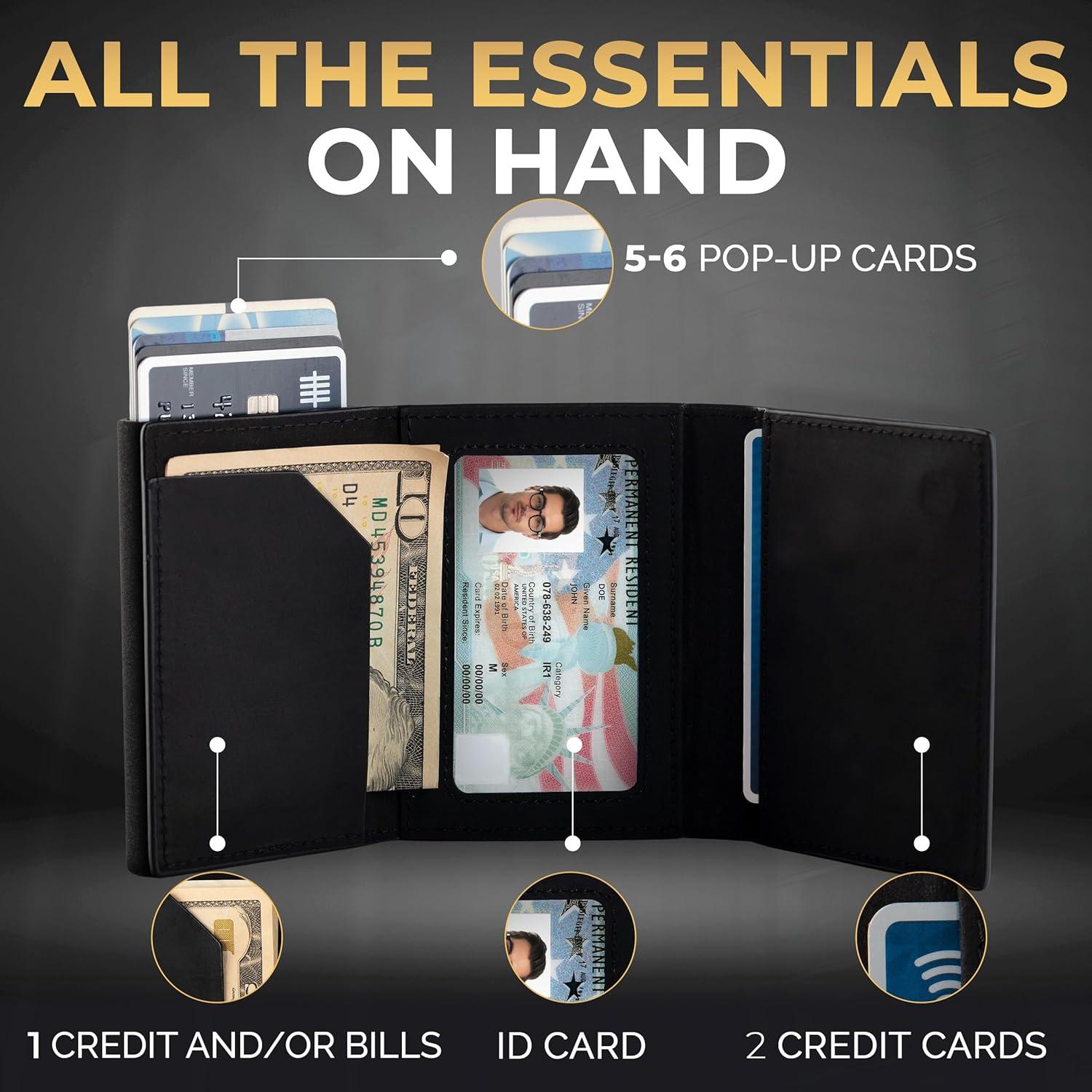 Billetera Pop Up de Cuero Genuino TopMost para Hombres RFID