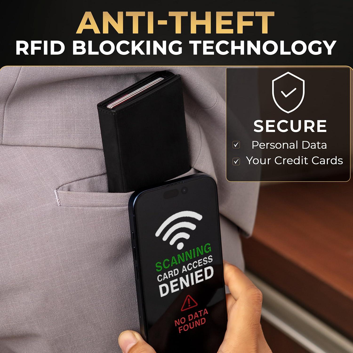 Billetera Pop Up de Cuero Genuino TopMost para Hombres RFID