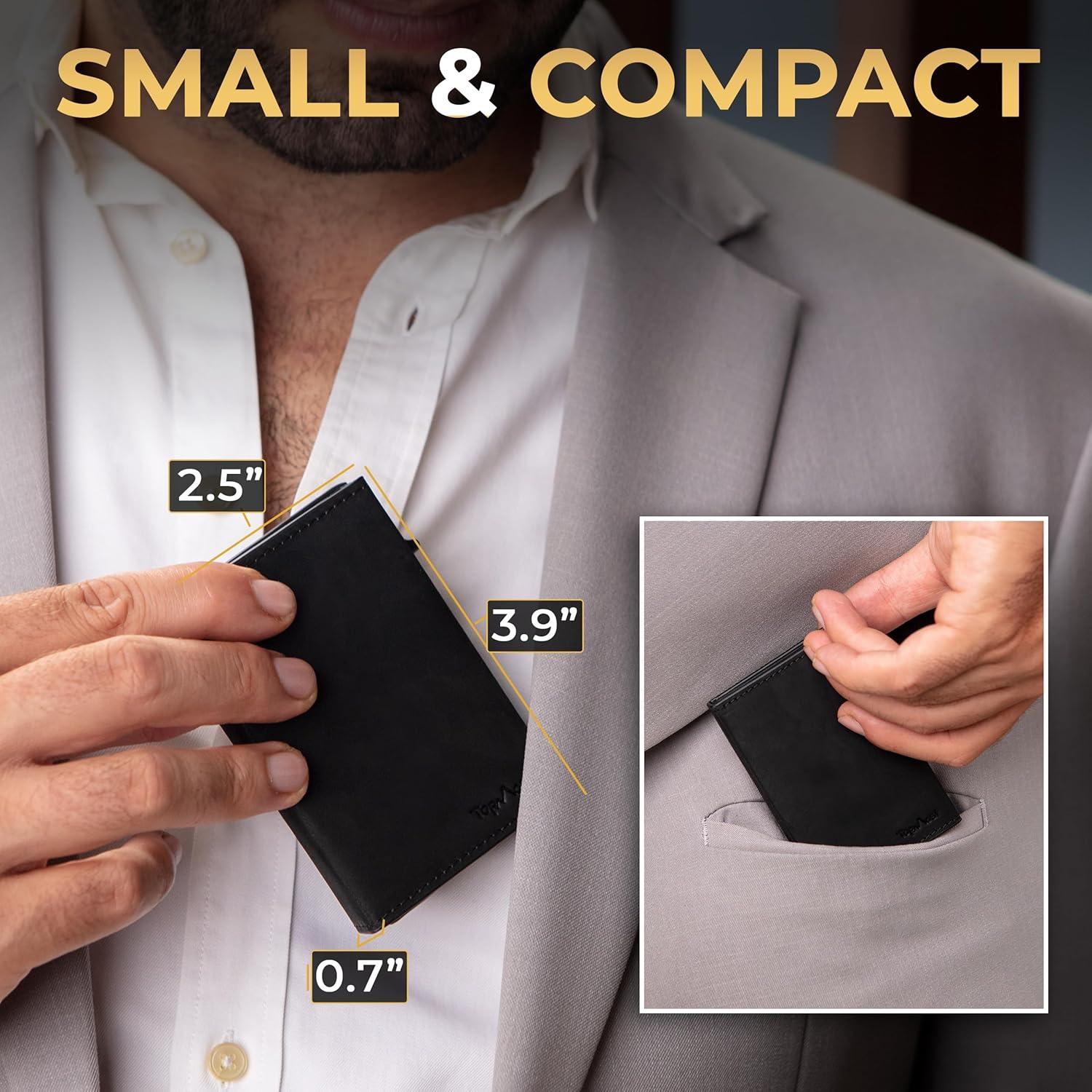 Billetera Pop Up de Cuero Genuino TopMost para Hombres RFID