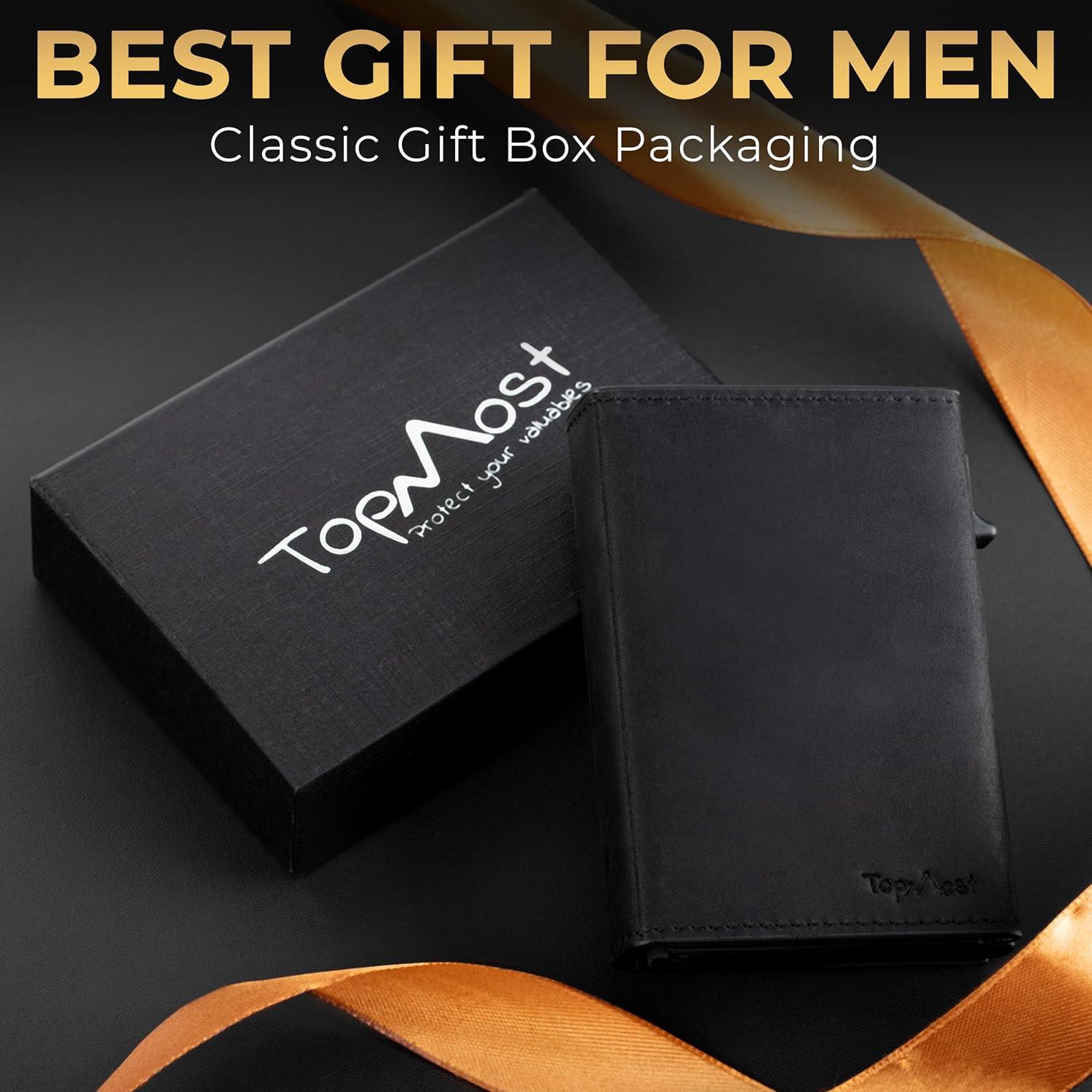 Billetera Pop Up de Cuero Genuino TopMost para Hombres RFID