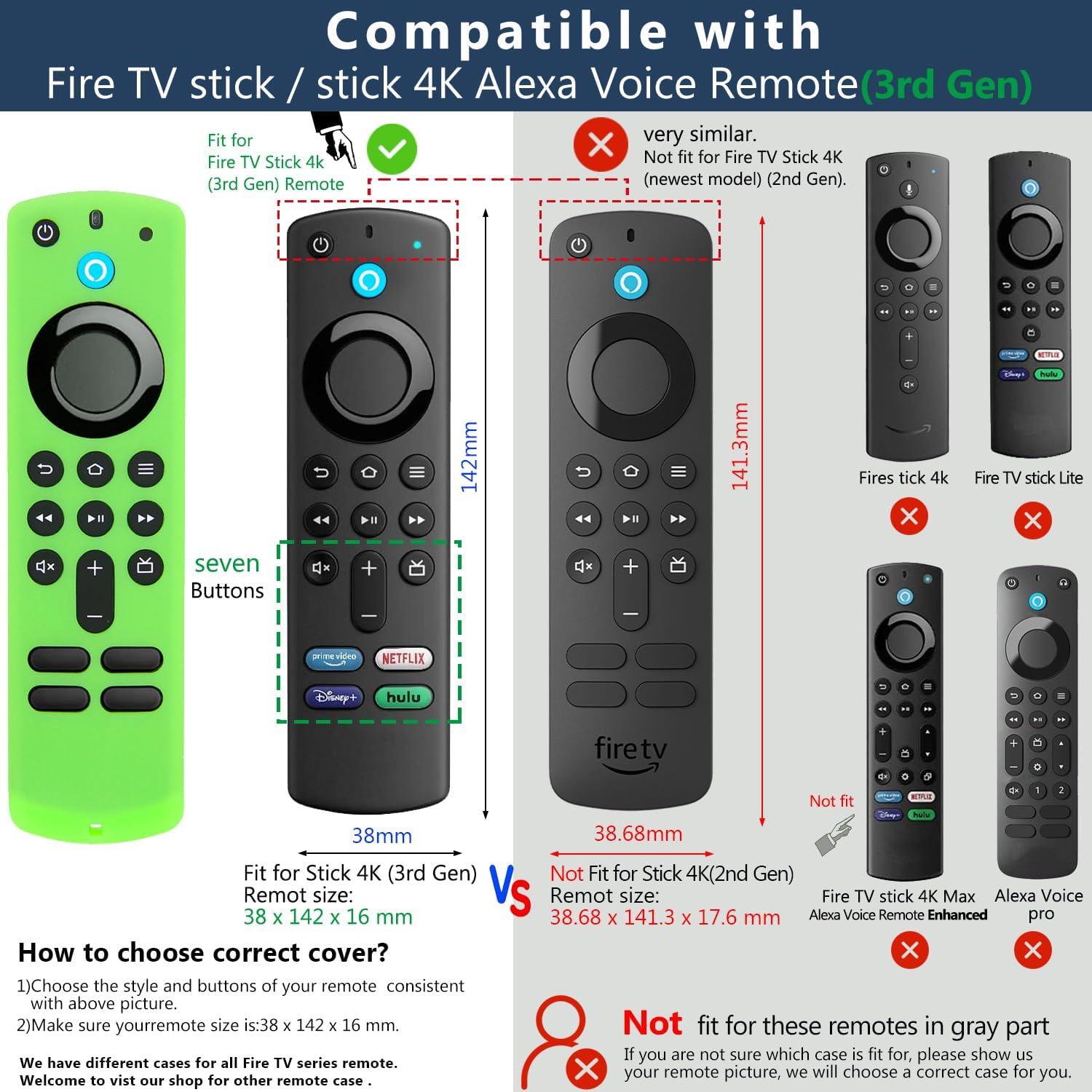 Funda de Silicona Pinowu para Control Remoto Fire TV 3ra Gen