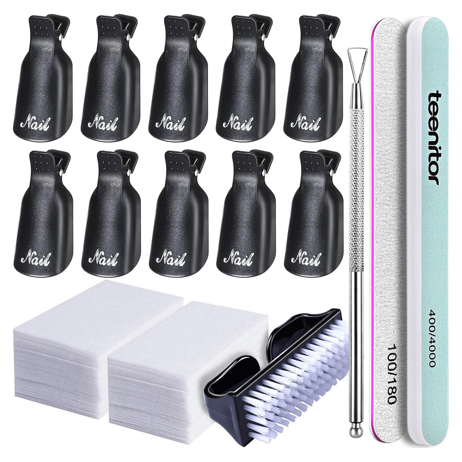 Kit de herramientas para quitar gel de uñas Teenitor - 114 almohadillas, clips, limas y más