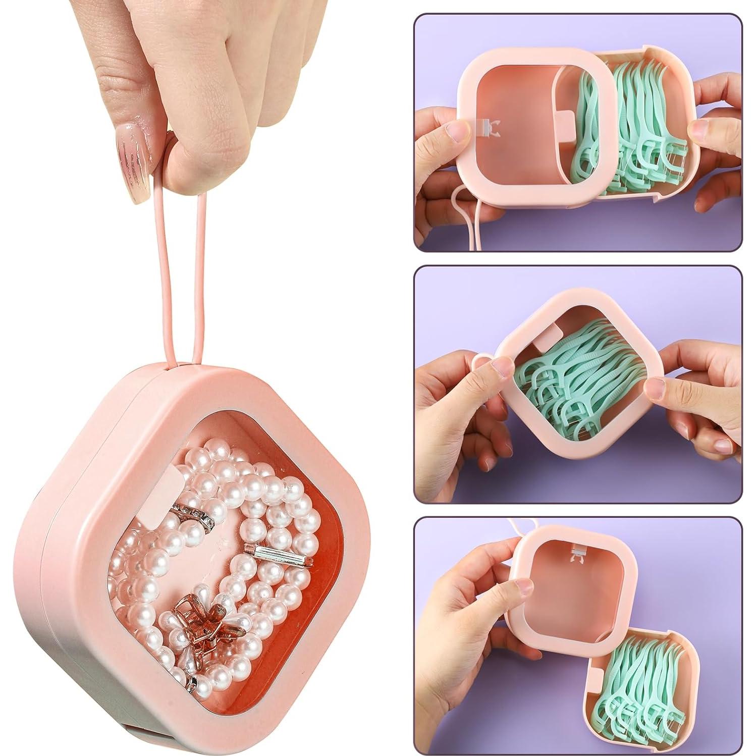 Organizador de Gomas de Pelo Prudiut 2pcs Rosa Compacto