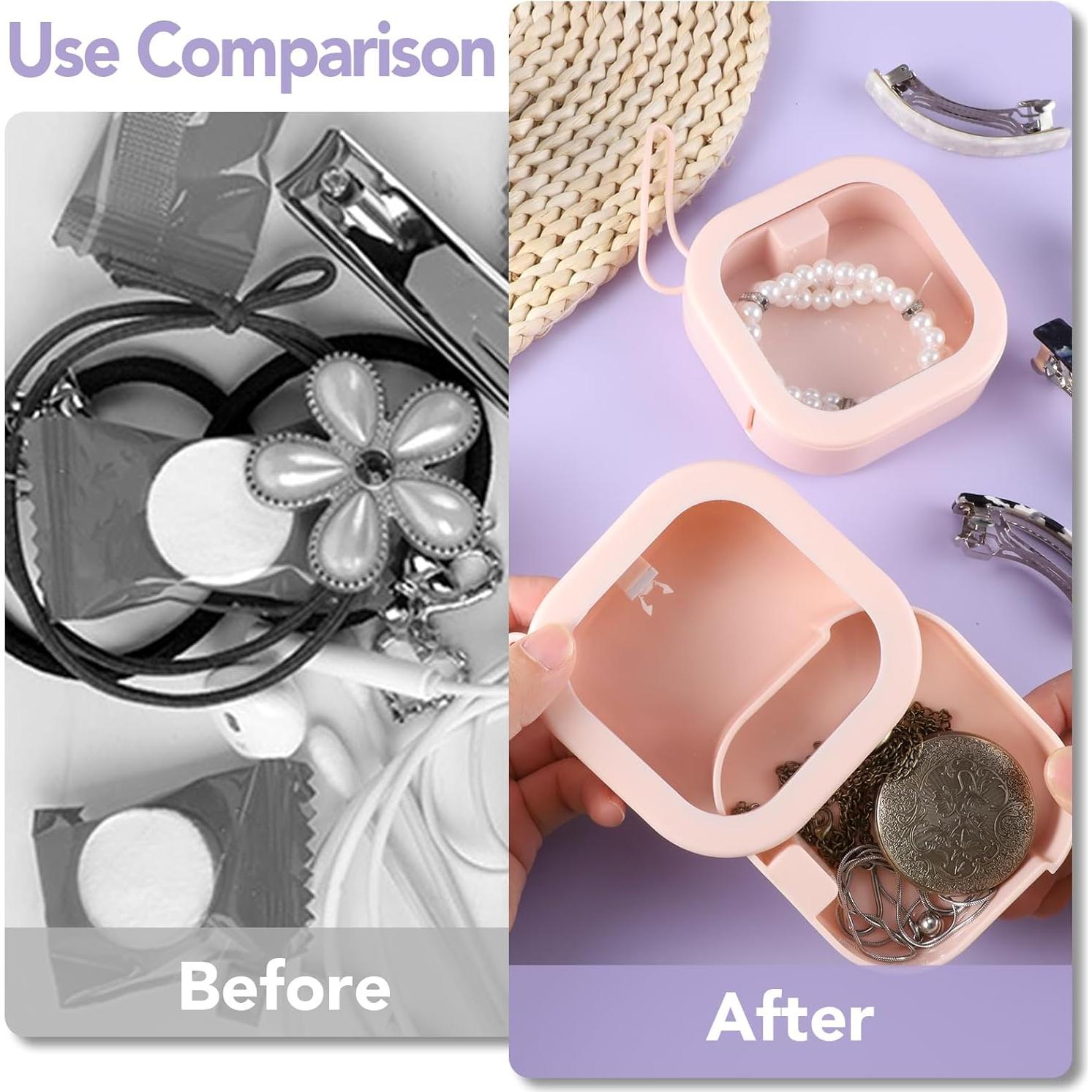 Organizador de Gomas de Pelo Prudiut 2pcs Rosa Compacto