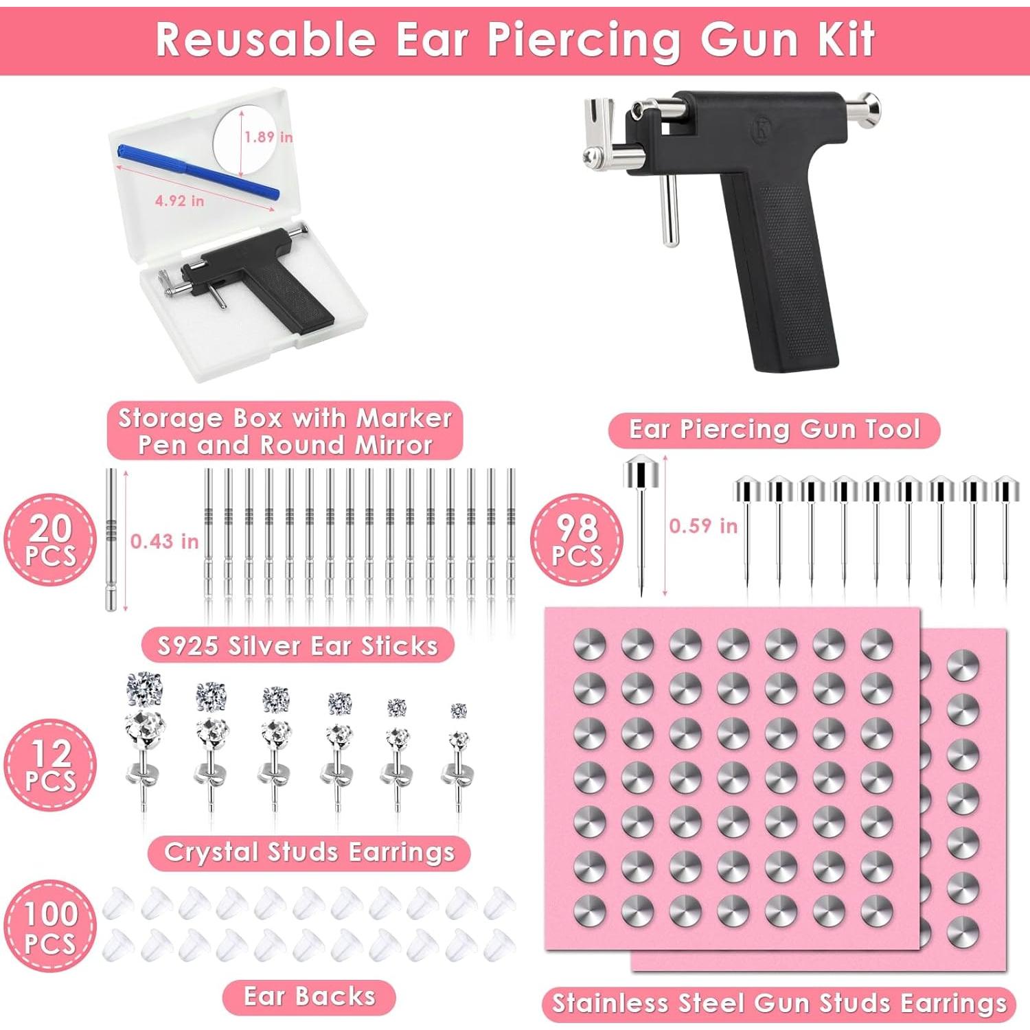 Kit de Perforación de Oídos Evatage con 98 Pendientes