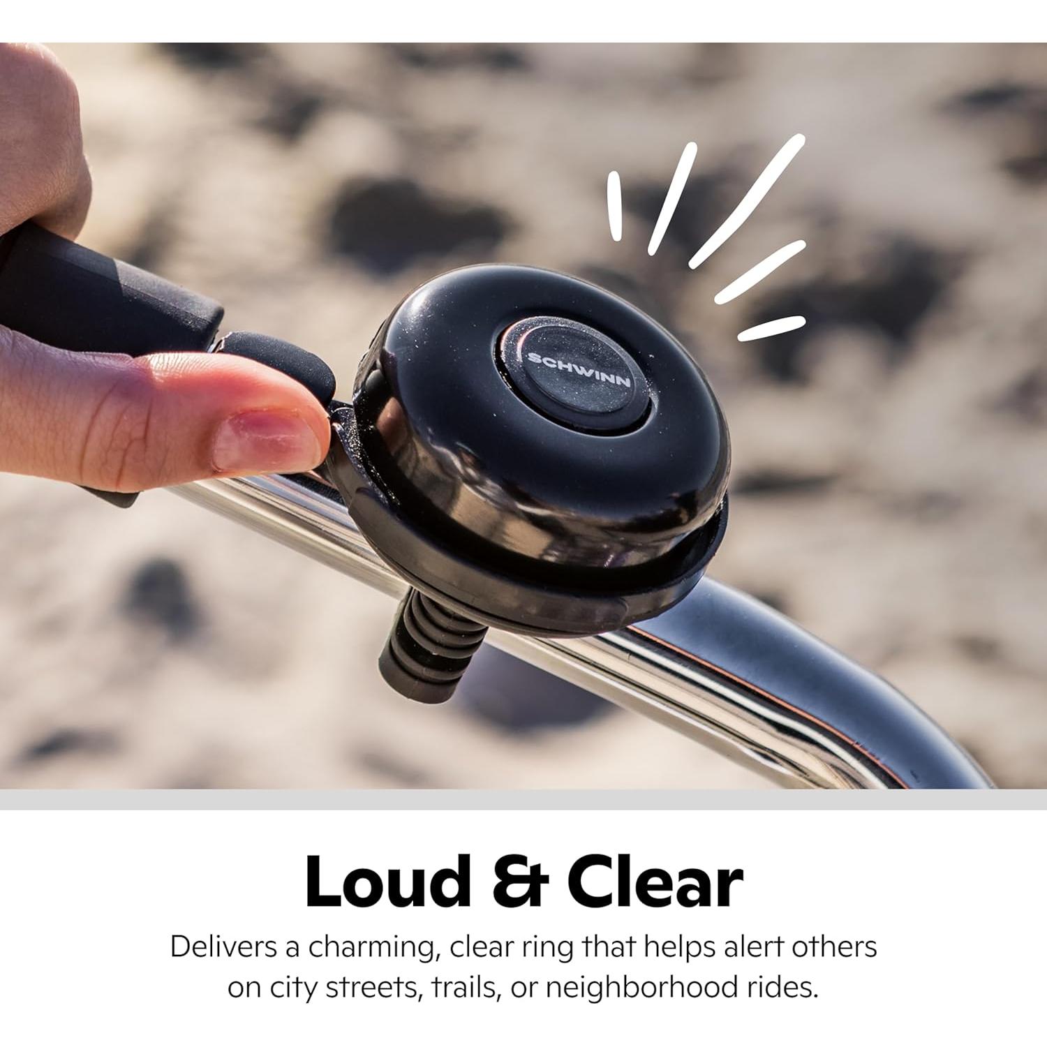 Campana de Bicicleta Schwinn Negra Clásica, Sonido Fuerte, Fácil Instalación