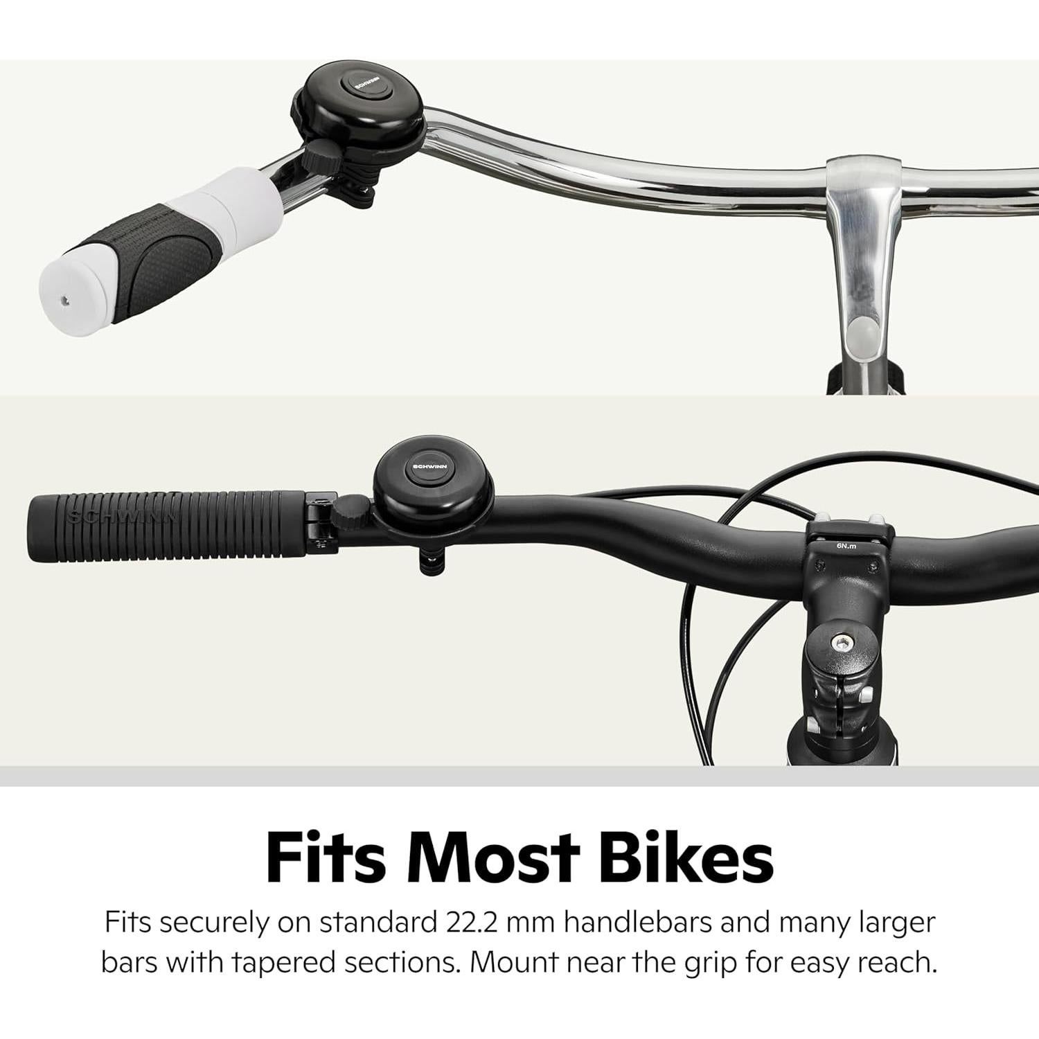 Campana de Bicicleta Schwinn Negra Clásica, Sonido Fuerte, Fácil Instalación