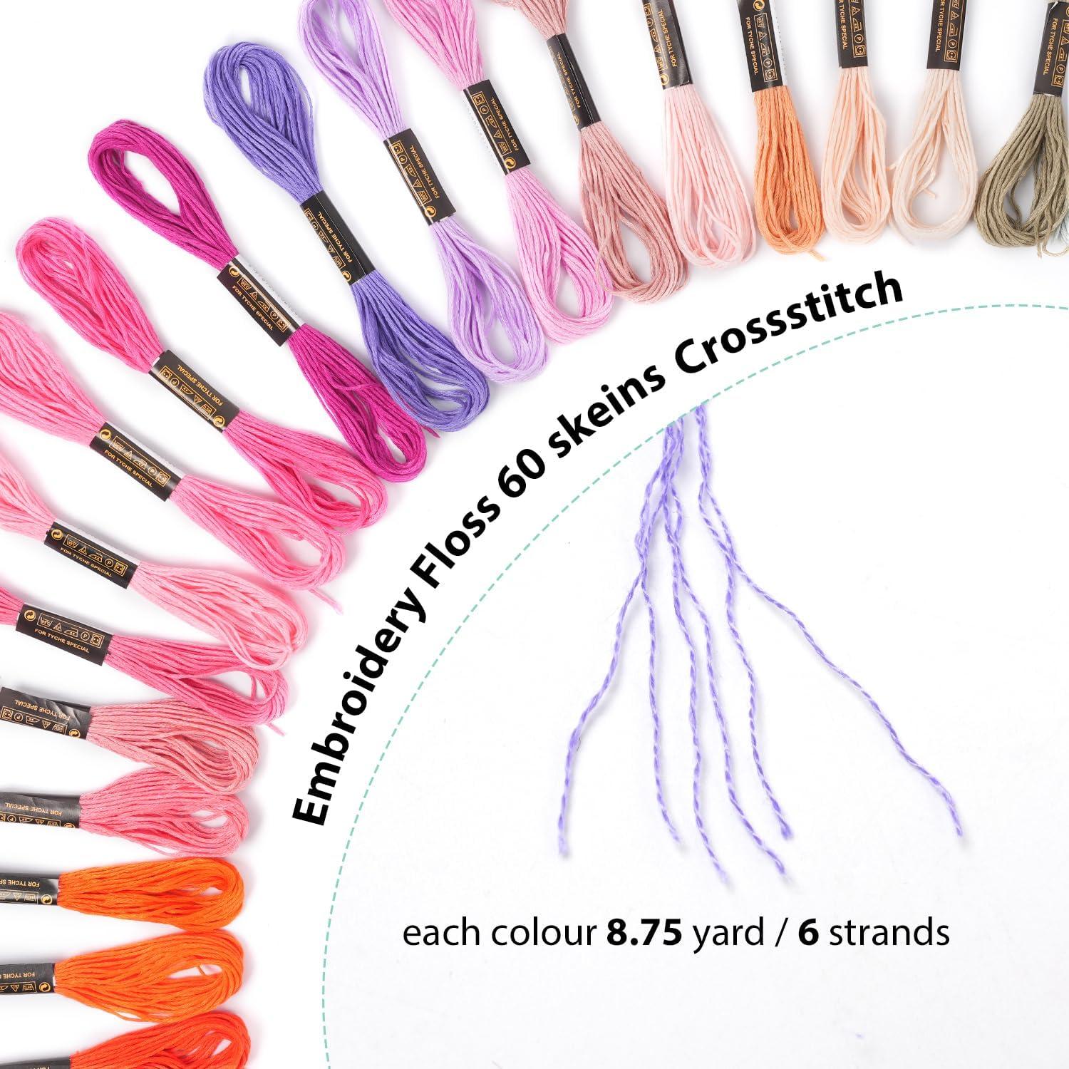 60 Madejas Hilo de Bordado Arcoíris SPOTJINNYUU 8.0m