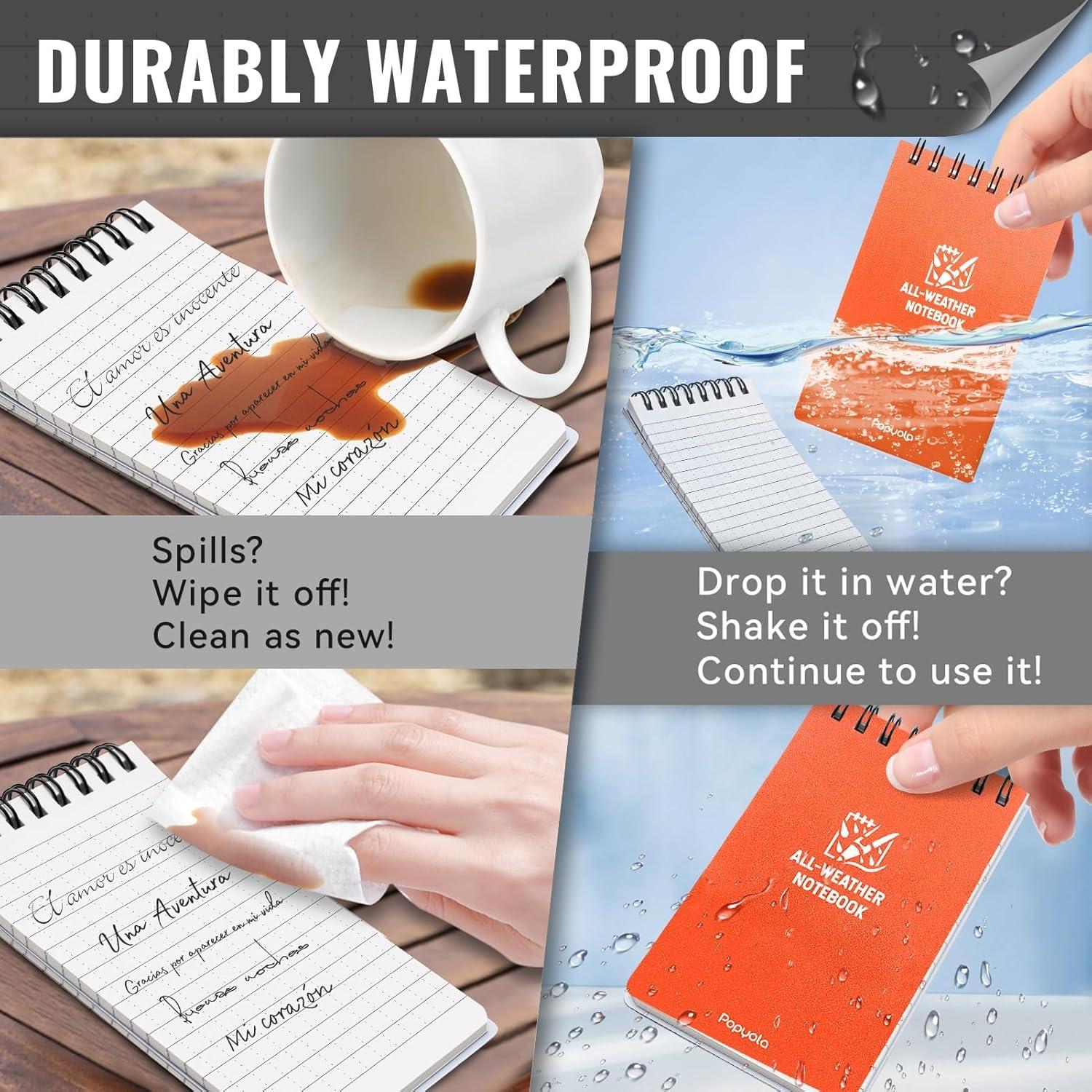 Cuaderno Impermeable POPYOLA 3x5" Naranja 100 Páginas