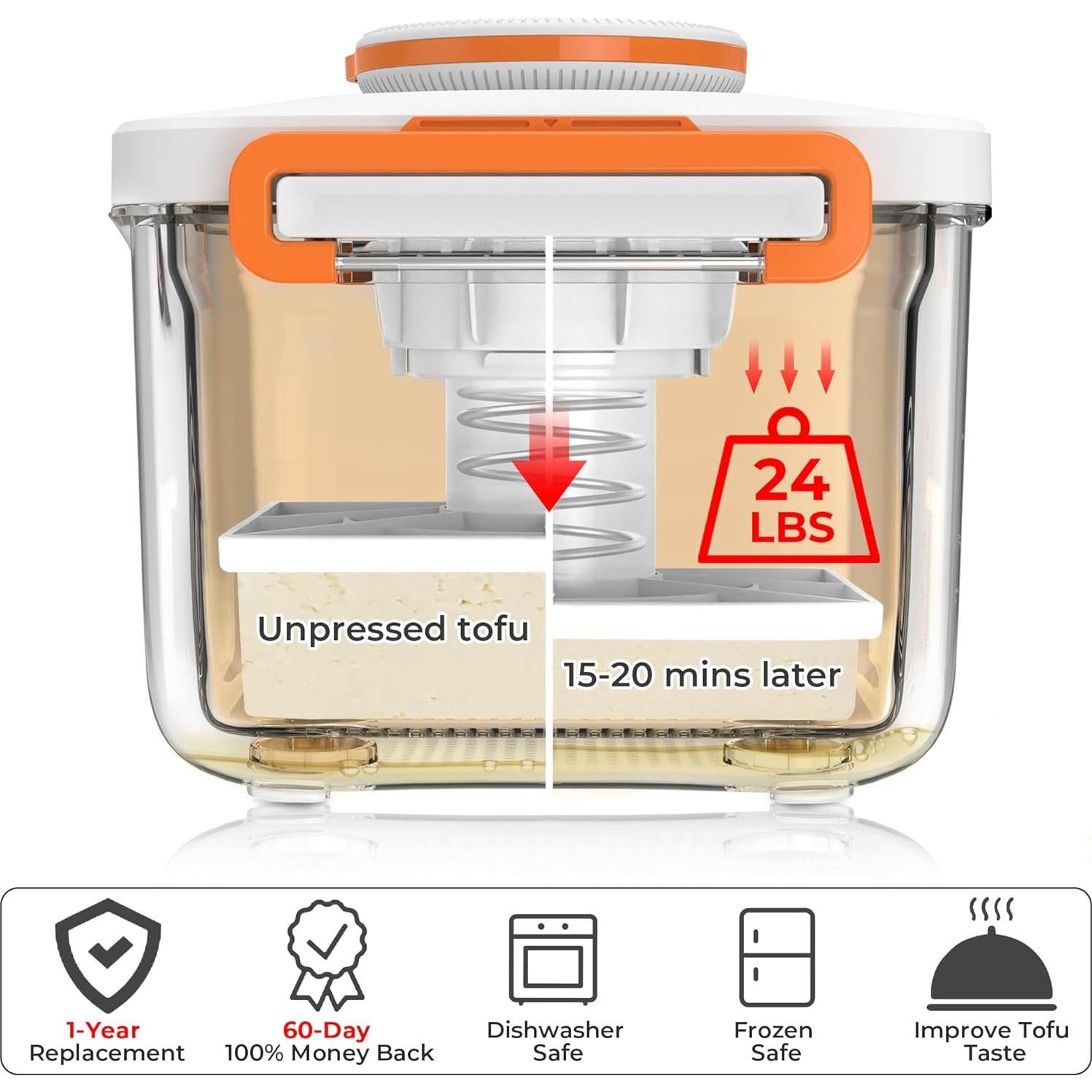 Prensa de Tofu Ajustable Yarkor - Libre de BPA, 0.8 kg