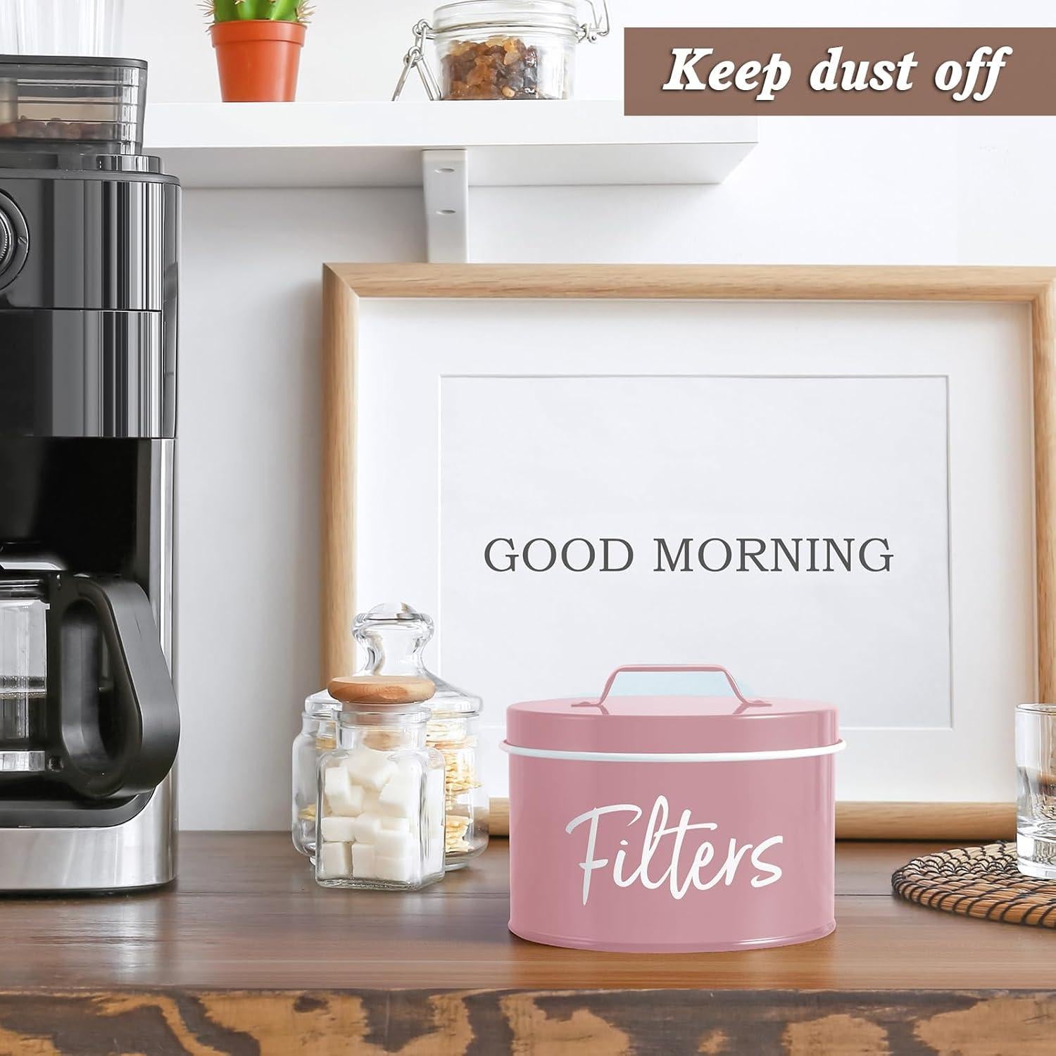 Soporte para Filtros de Café DRASTAR Rosa, Almacenamiento Grande