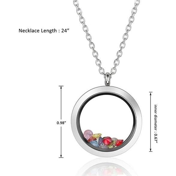 Collar Locket de Vidrio Flotante Jovivi 25mm Acero Inoxidable