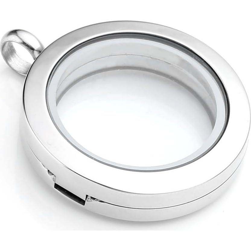 Collar Locket de Vidrio Flotante Jovivi 25mm Acero Inoxidable