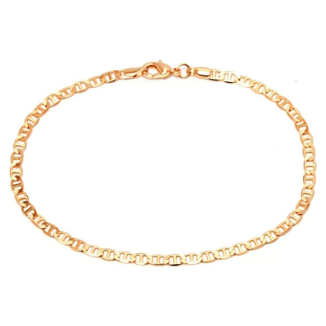 Pulsera de Tobillo Barzel de Eslabones Planos 18K para Mujeres