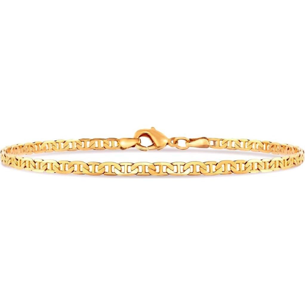 Pulsera de Tobillo Barzel de Eslabones Planos 18K para Mujeres