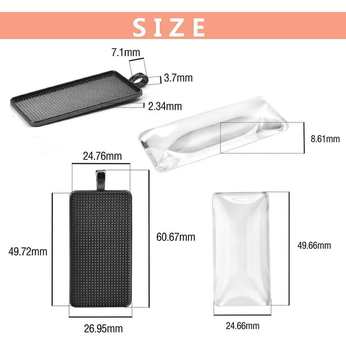 Kit de 30 Trays Rectangulares DROLE con Cabochones 25x50mm