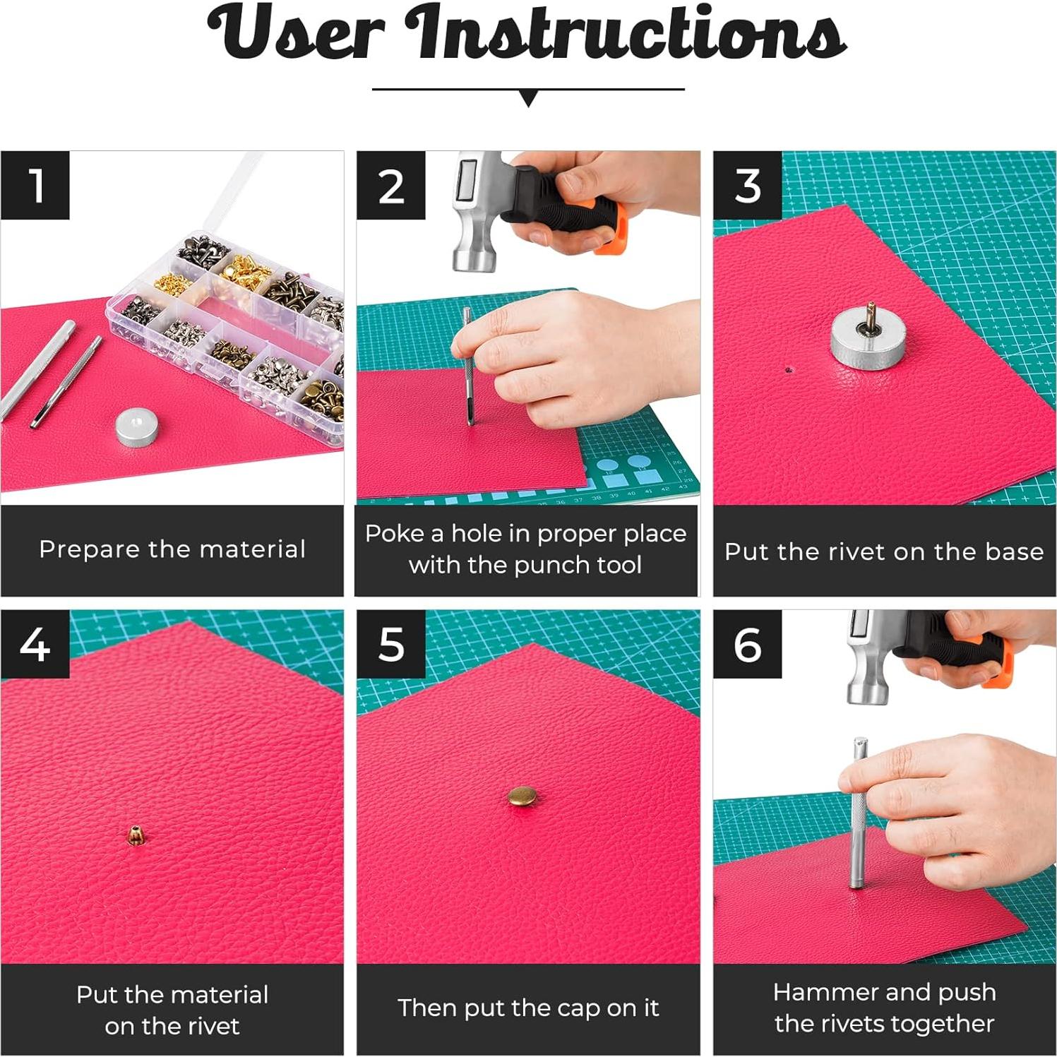 Kit de Remaches de Cuero JETMORE 420 Piezas 4 Colores 3 Tamaños