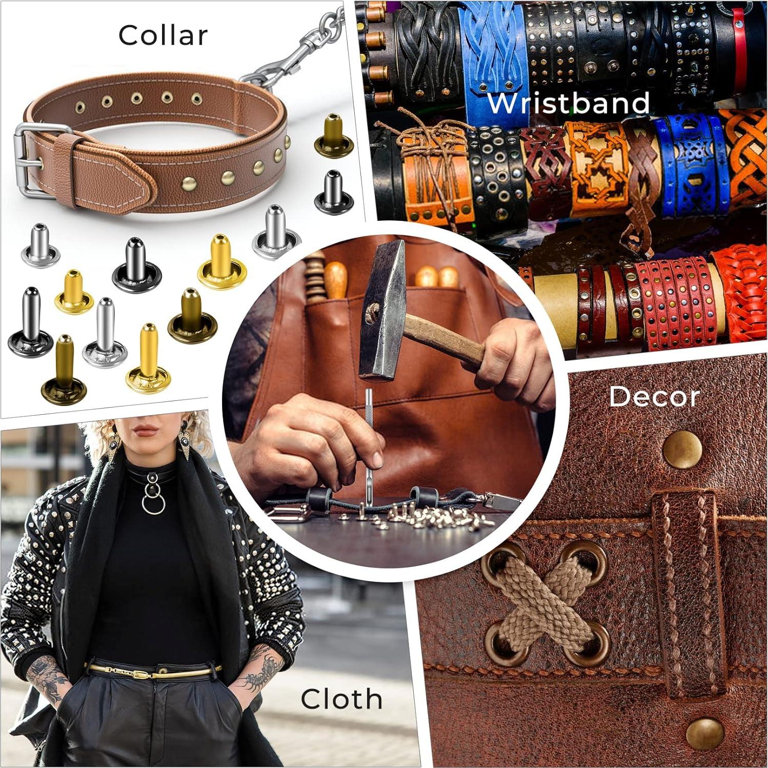 Kit de Remaches de Cuero JETMORE 420 Piezas 4 Colores 3 Tamaños