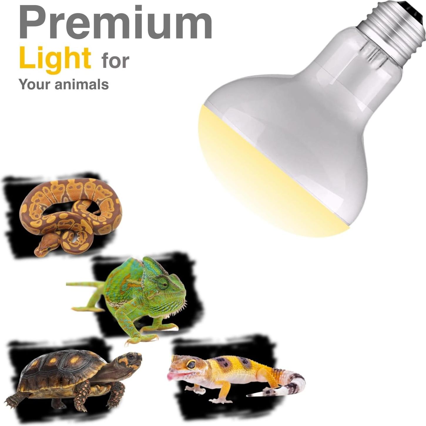 Reptile Heat Bulb Lamp, 2-Pack 75W Daylight Basking Spot, Bearded Dragon/Turtle/Lzard/Gecko Light Bulb, UVA Heat Lamp, Basking Light for Reptiles