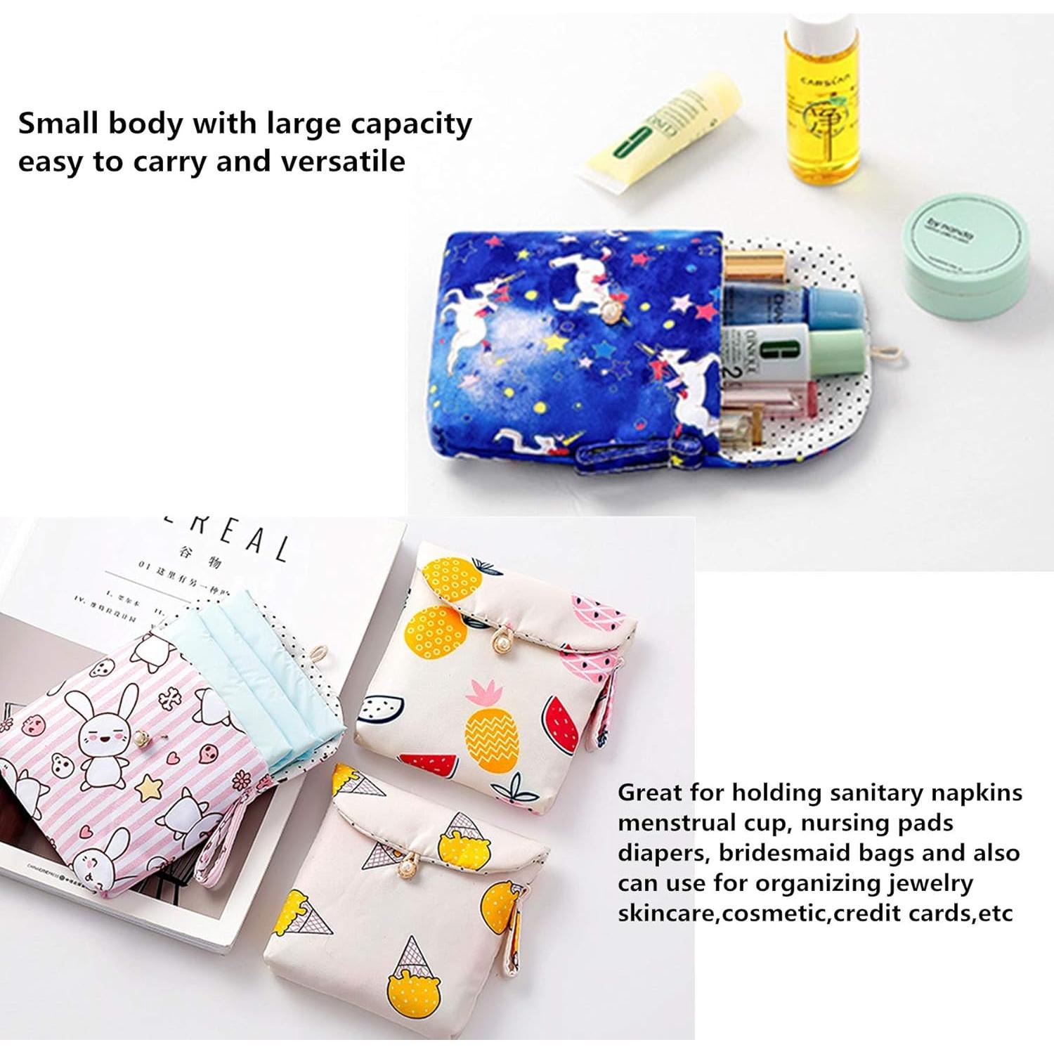 4 Bolsos de Algodón para Toallas Sanitarias Tiger007 13x13cm