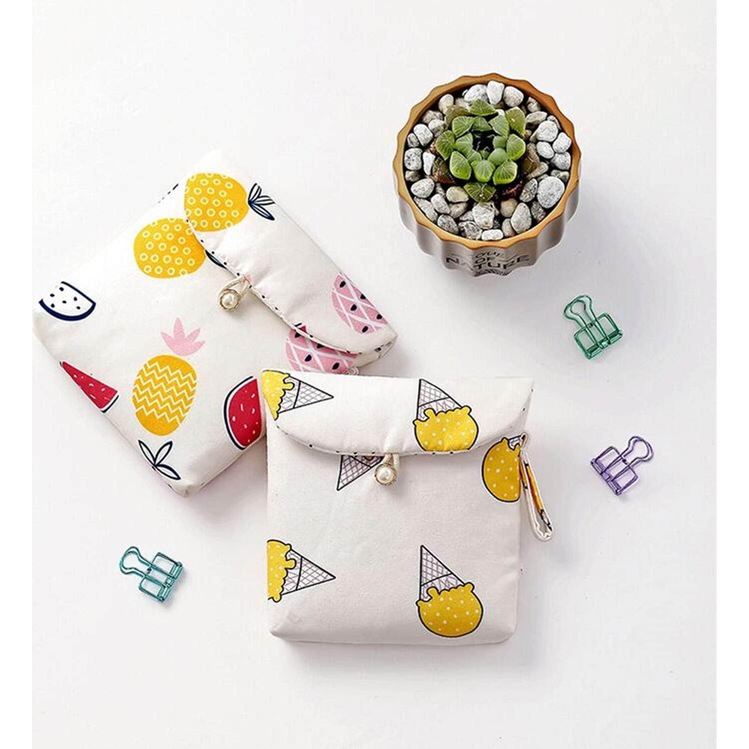 4 Bolsos de Algodón para Toallas Sanitarias Tiger007 13x13cm