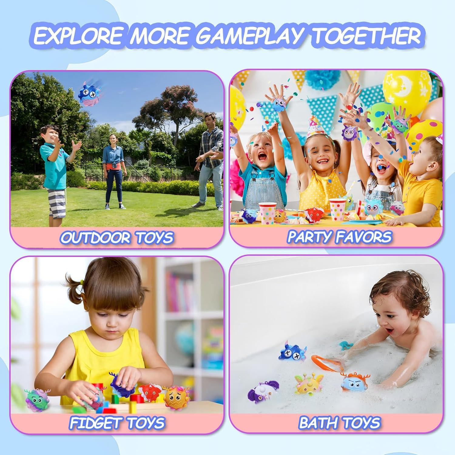 Paquete de 9 Bolas Antiestrés de Silicona para Niños y Adultos