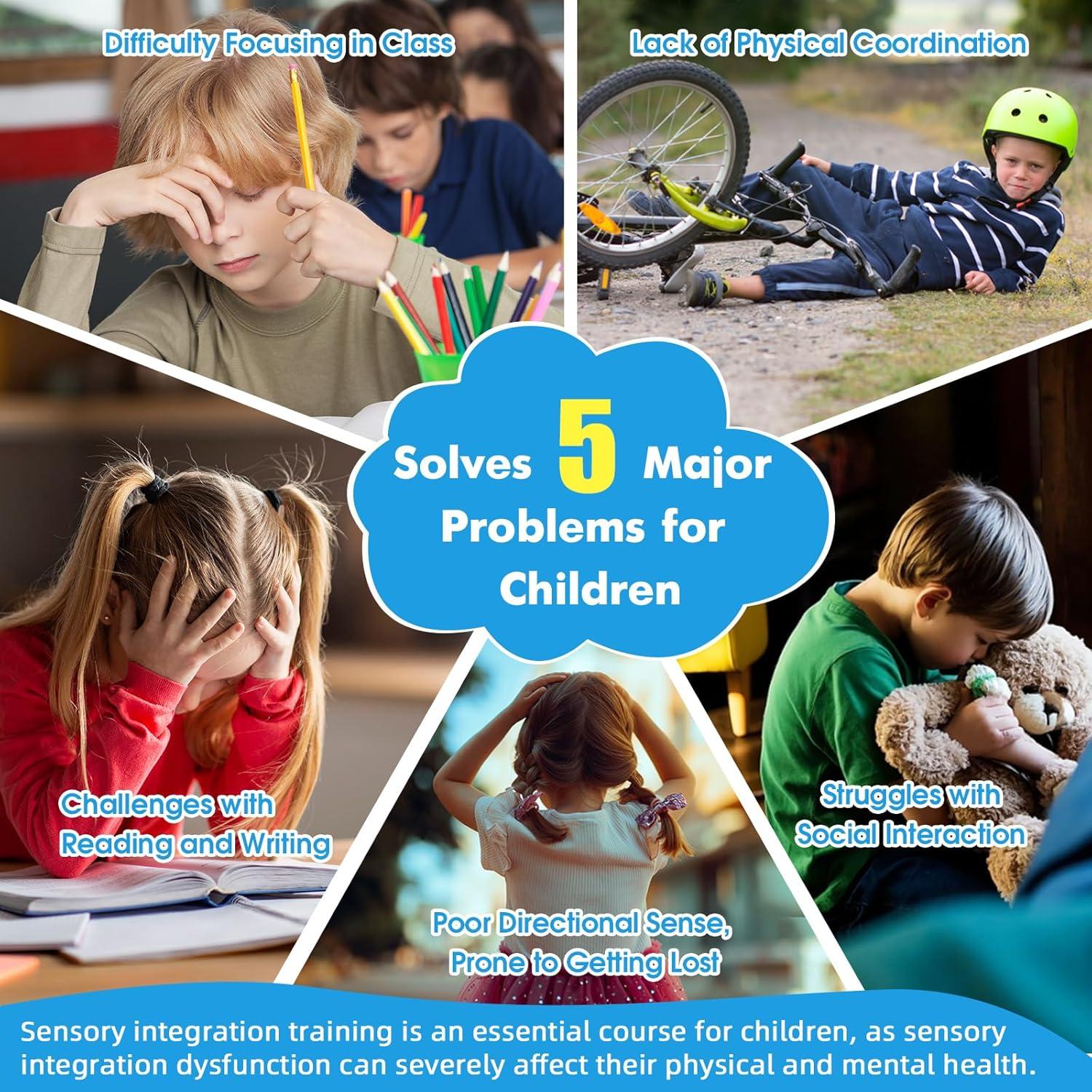 Silla Giratoria Sensorial para Niños Winnrok HQBB-5157 Azul