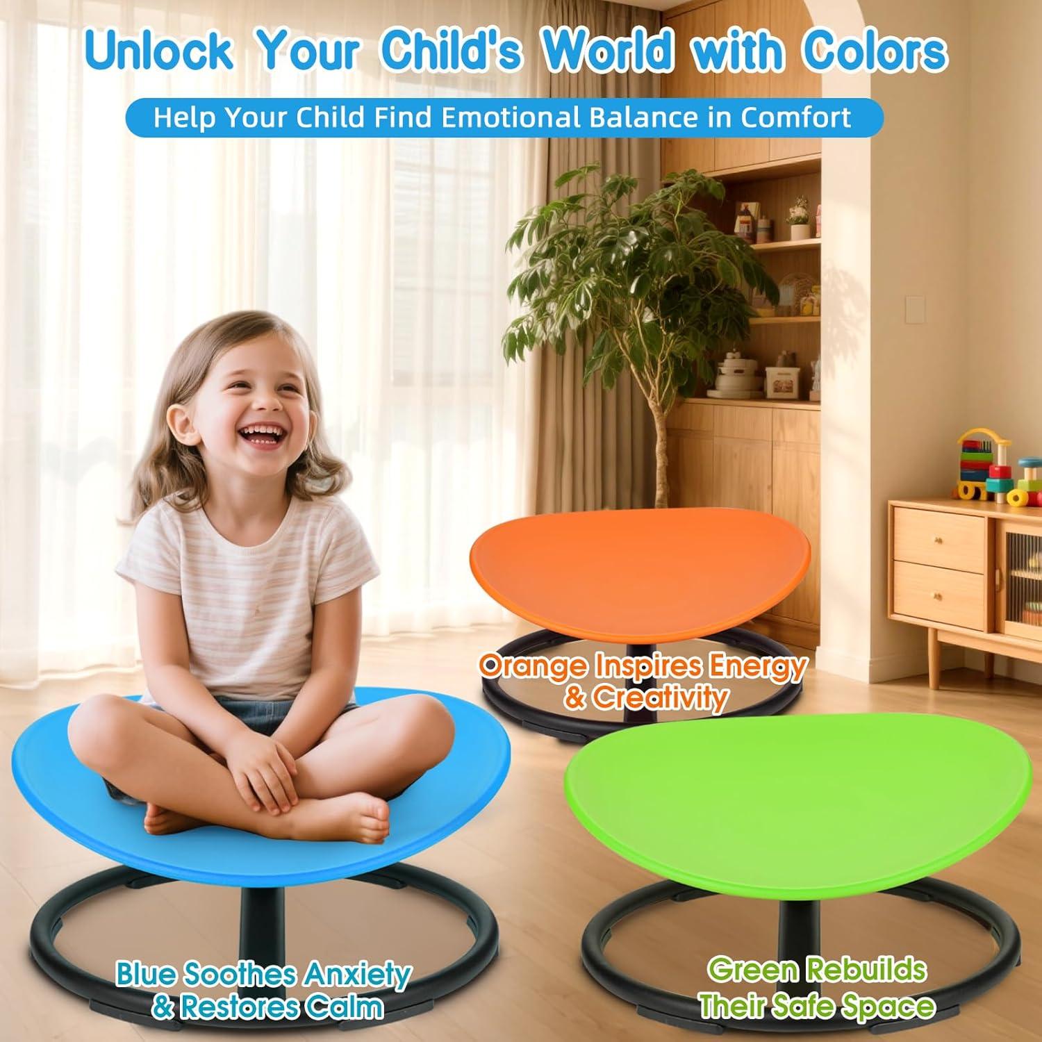 Silla Giratoria Sensorial para Niños Winnrok HQBB-5157 Azul