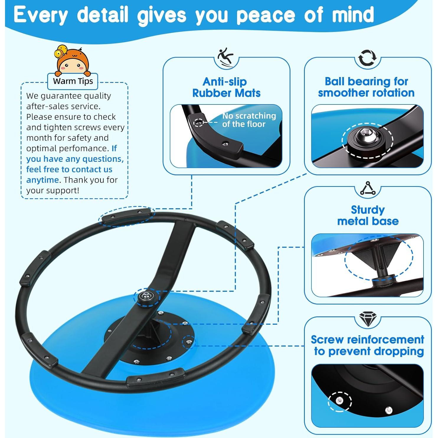 Silla Giratoria Sensorial para Niños Winnrok HQBB-5157 Azul