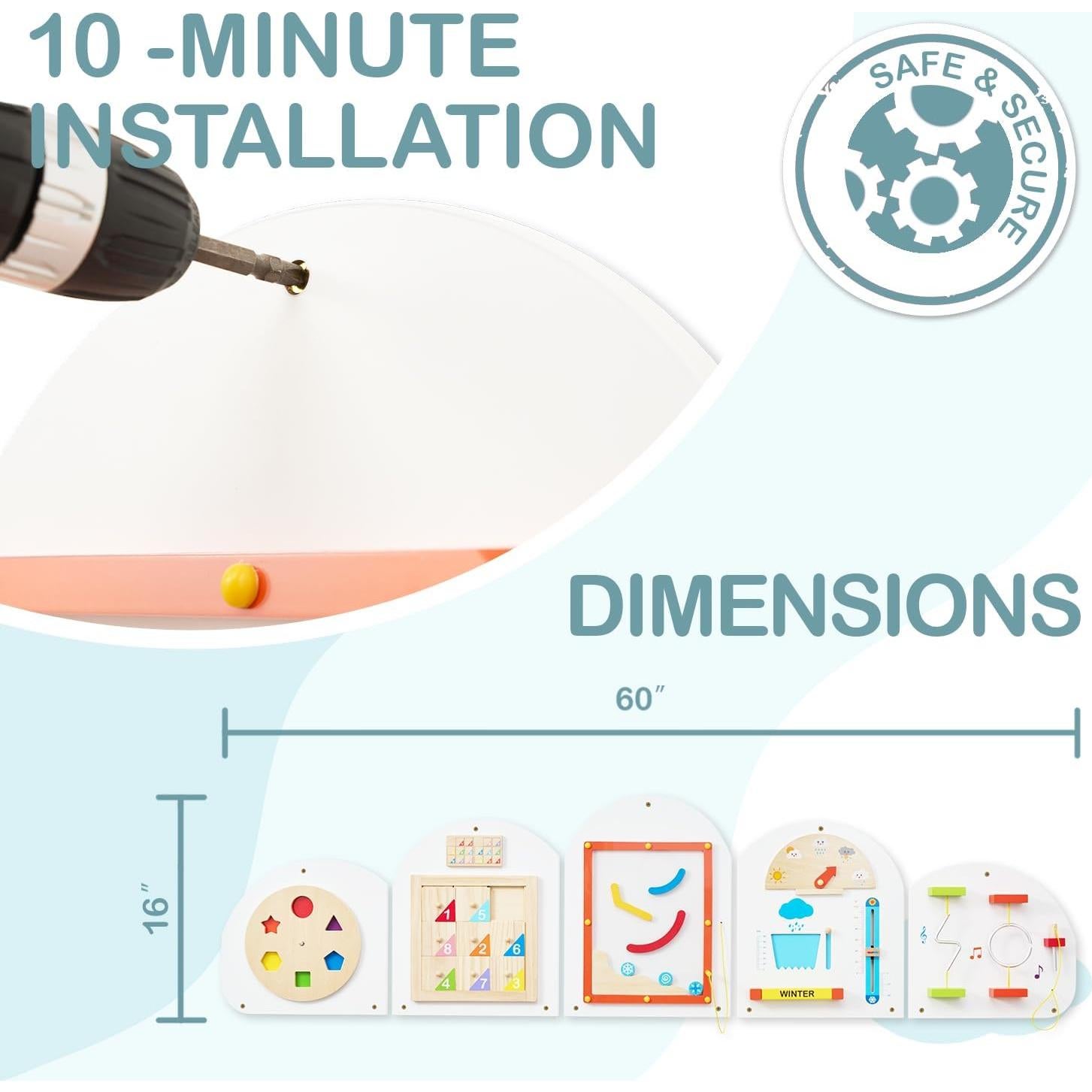 Tablero Sensorial Montessori Monlàurd 129.5x53.3cm 6M+