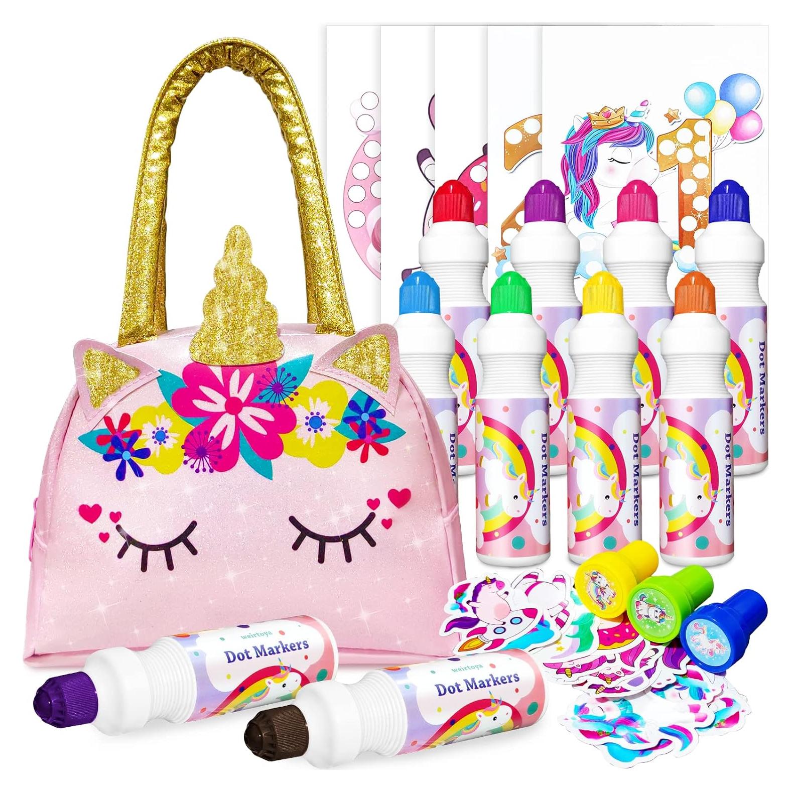 Juego de 50 Marcadores Lavables Weirtoya con Estuche Unicornio