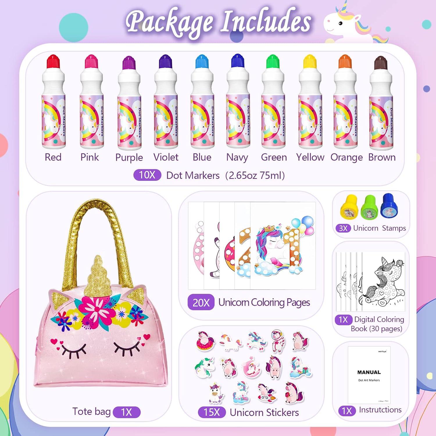 Juego de 50 Marcadores Lavables Weirtoya con Estuche Unicornio