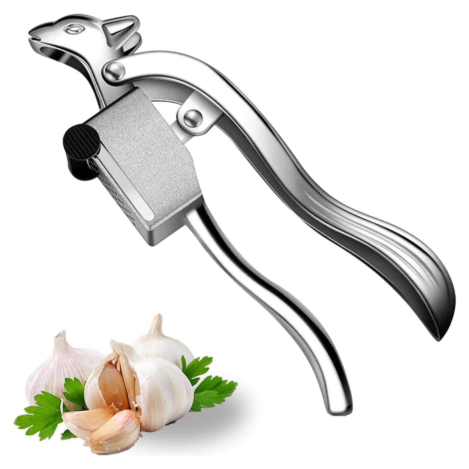 Prensa de Ajo Hojudo de Zinc Manual, Ergonomía y Raspador