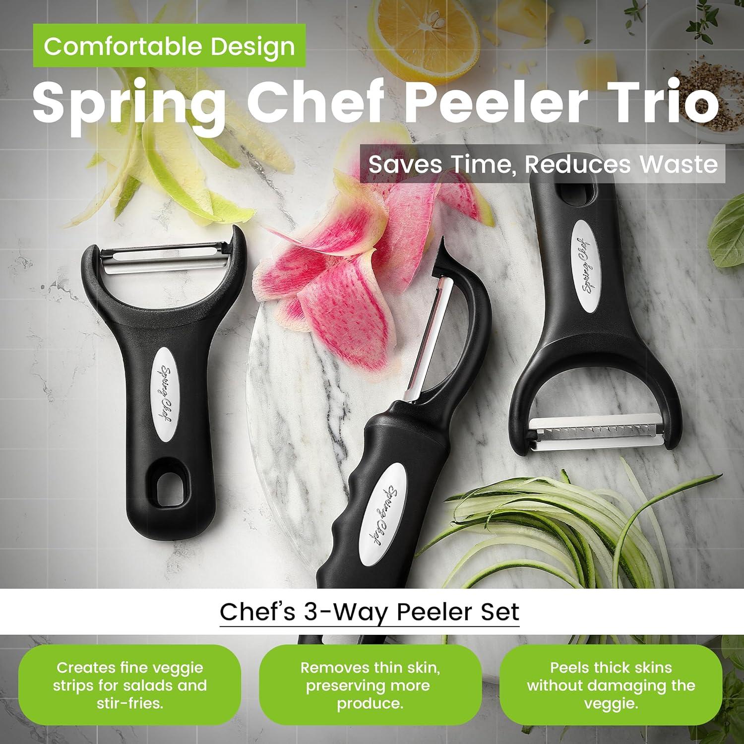 Set de Peladores de Acero Inoxidable Spring Chef 3 Piezas