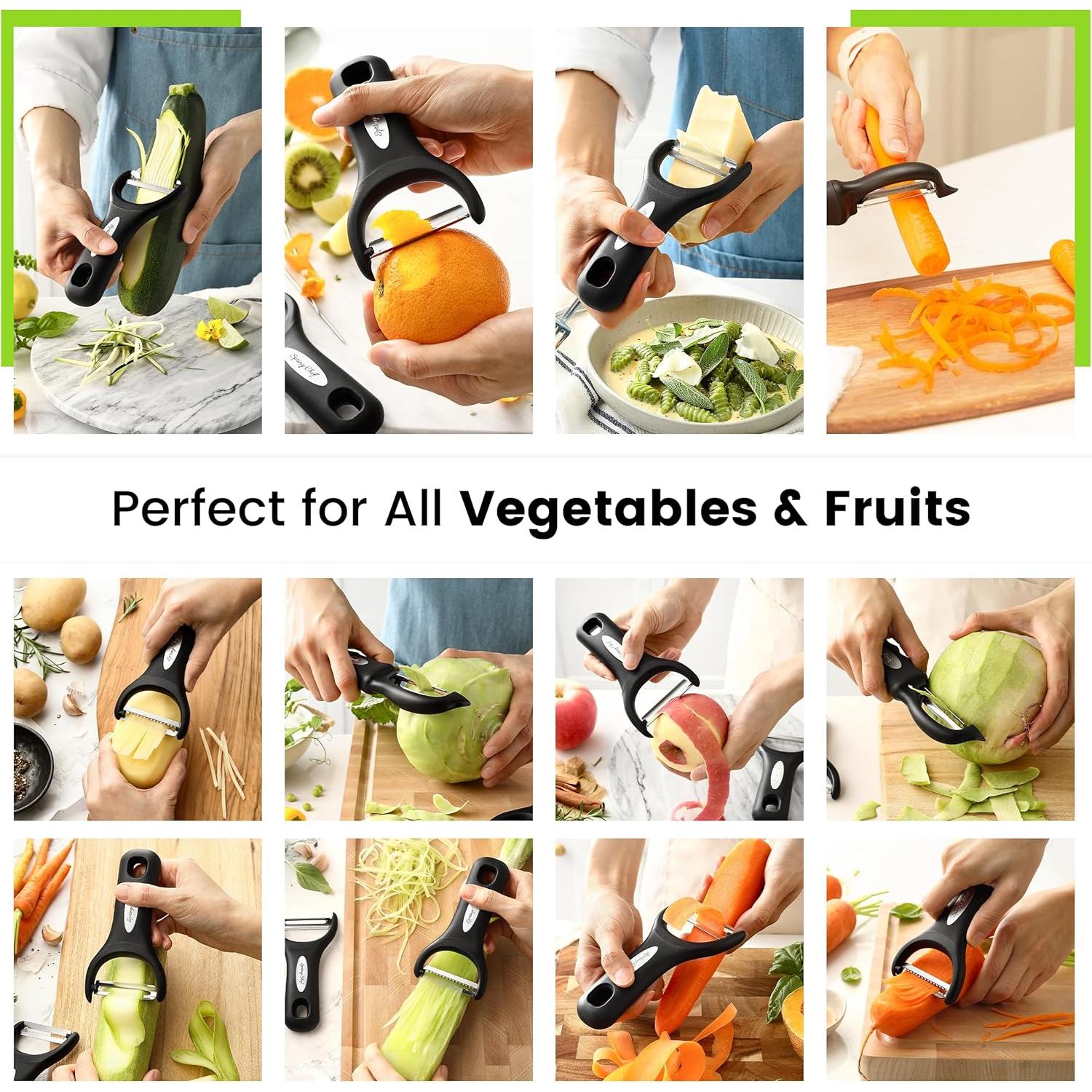 Set de Peladores de Acero Inoxidable Spring Chef 3 Piezas