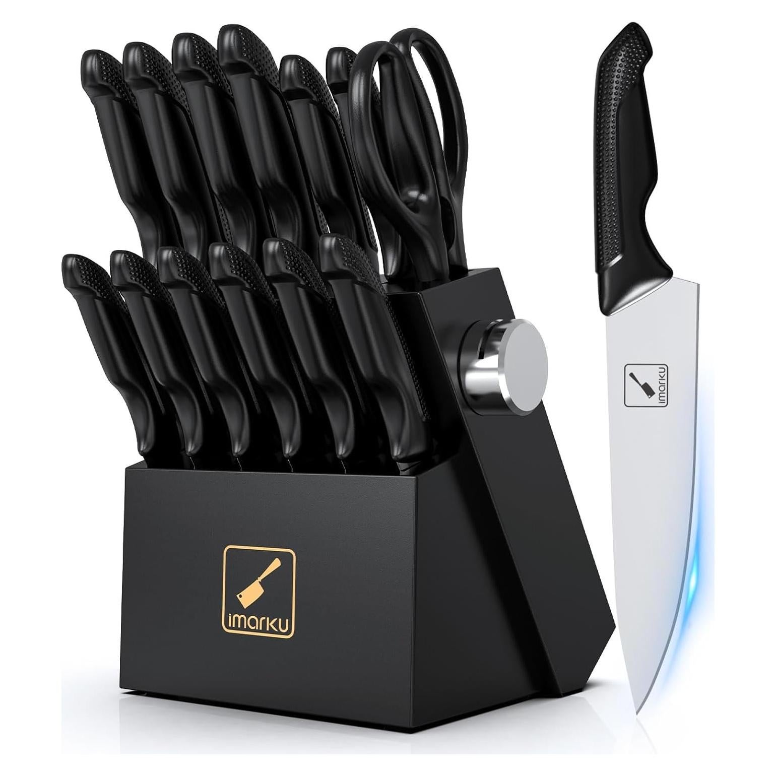 Juego de cuchillos imarku 14 piezas acero inoxidable negro