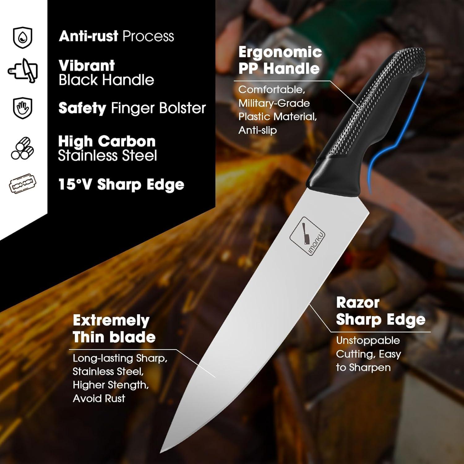 Juego de cuchillos imarku 14 piezas acero inoxidable negro