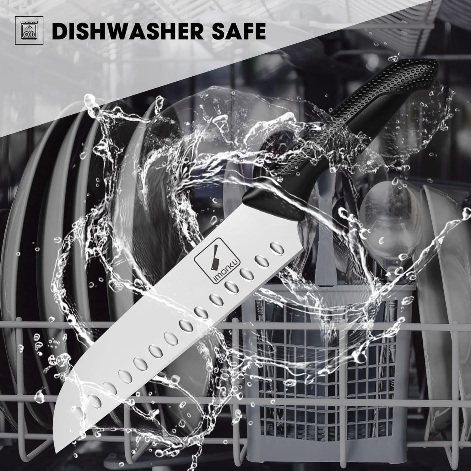 Juego de cuchillos imarku 14 piezas acero inoxidable negro